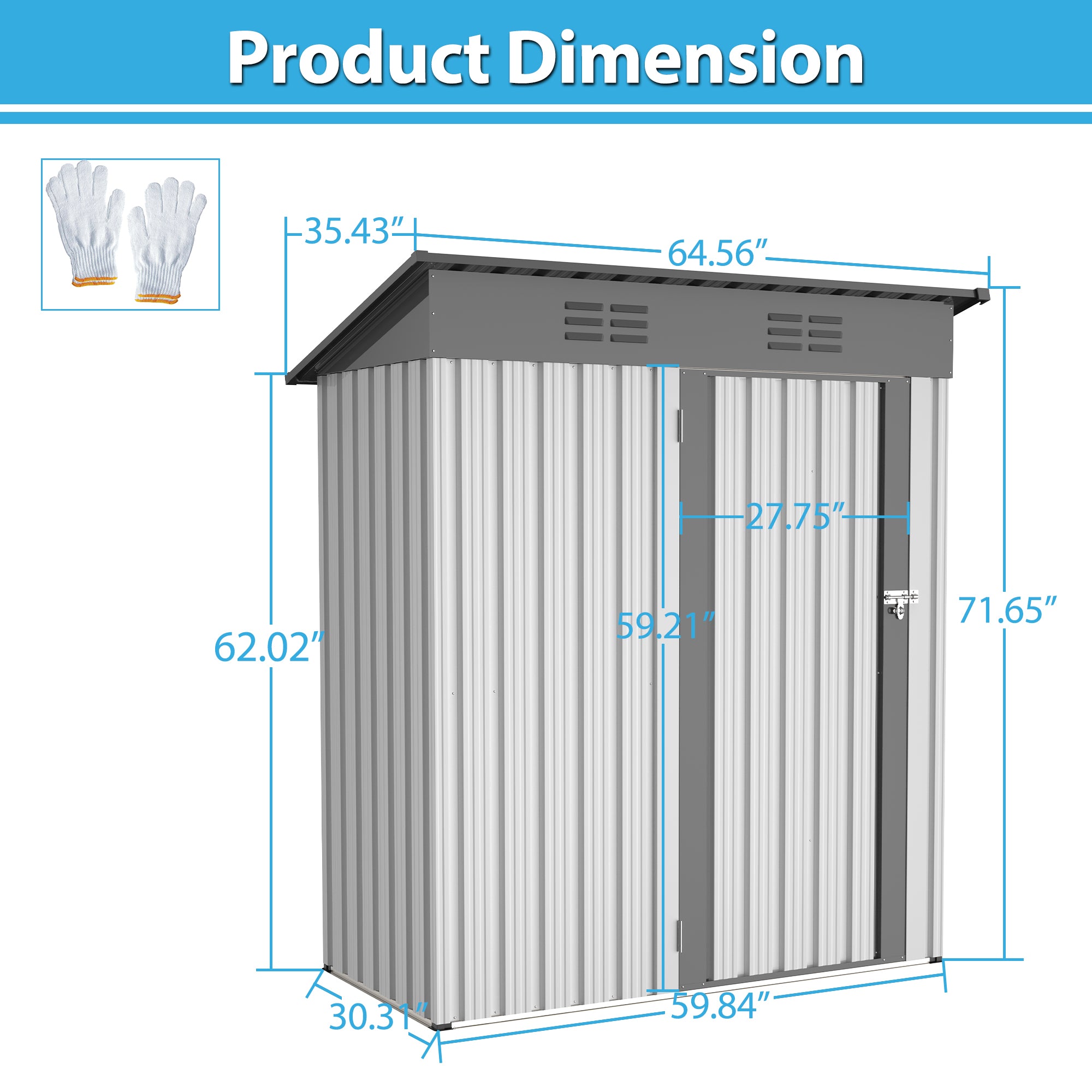 LZBEITEM 5 x3 ft Garden Shed,Outdoor Metal storage Shed with Door & Lock for Backyard