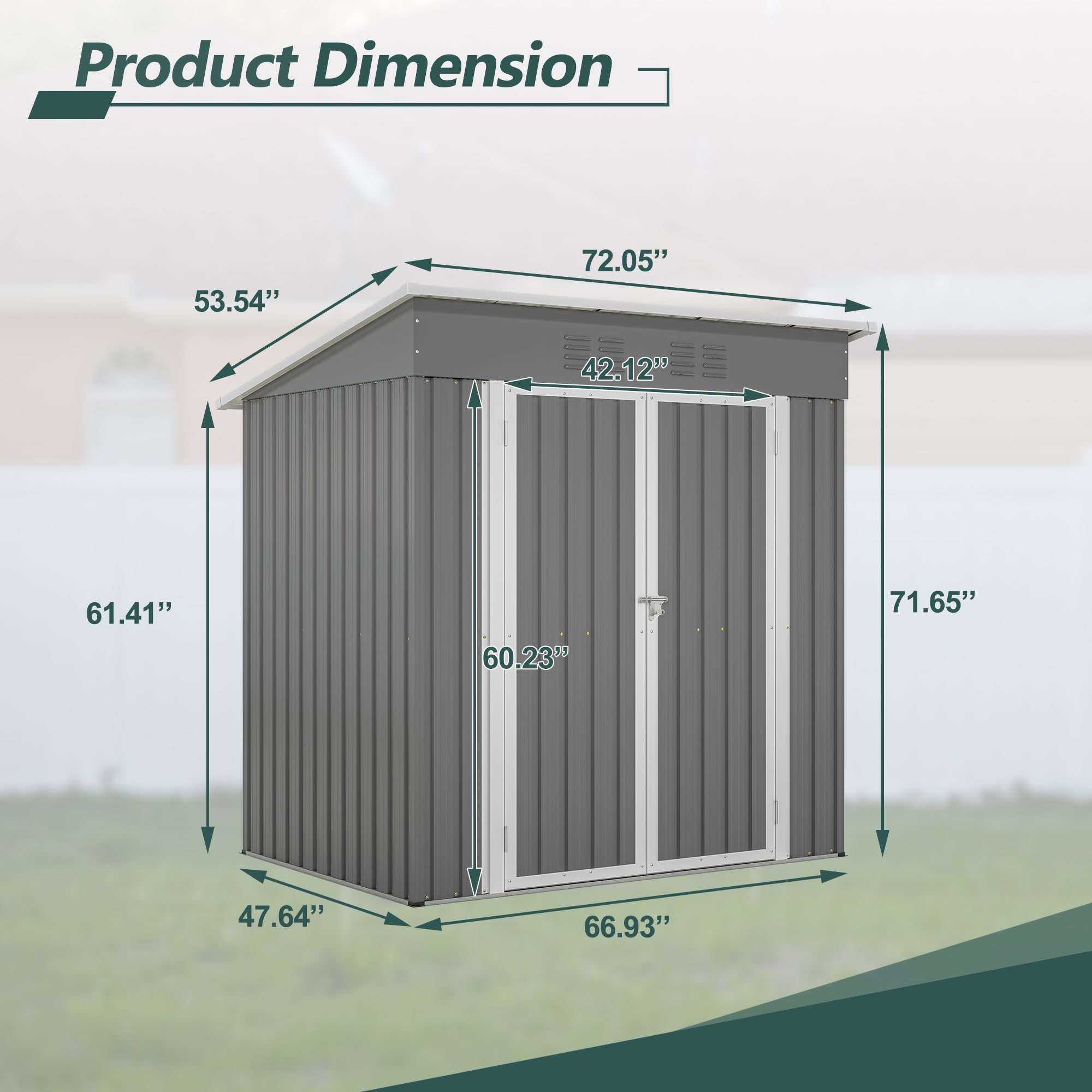 LZBEITEM 6'x4' Outdoor Metal Storage Shed with Floor Frame Kit, Garden Shed , Tool Shed Backyard Hinged Door Lockable,Gray