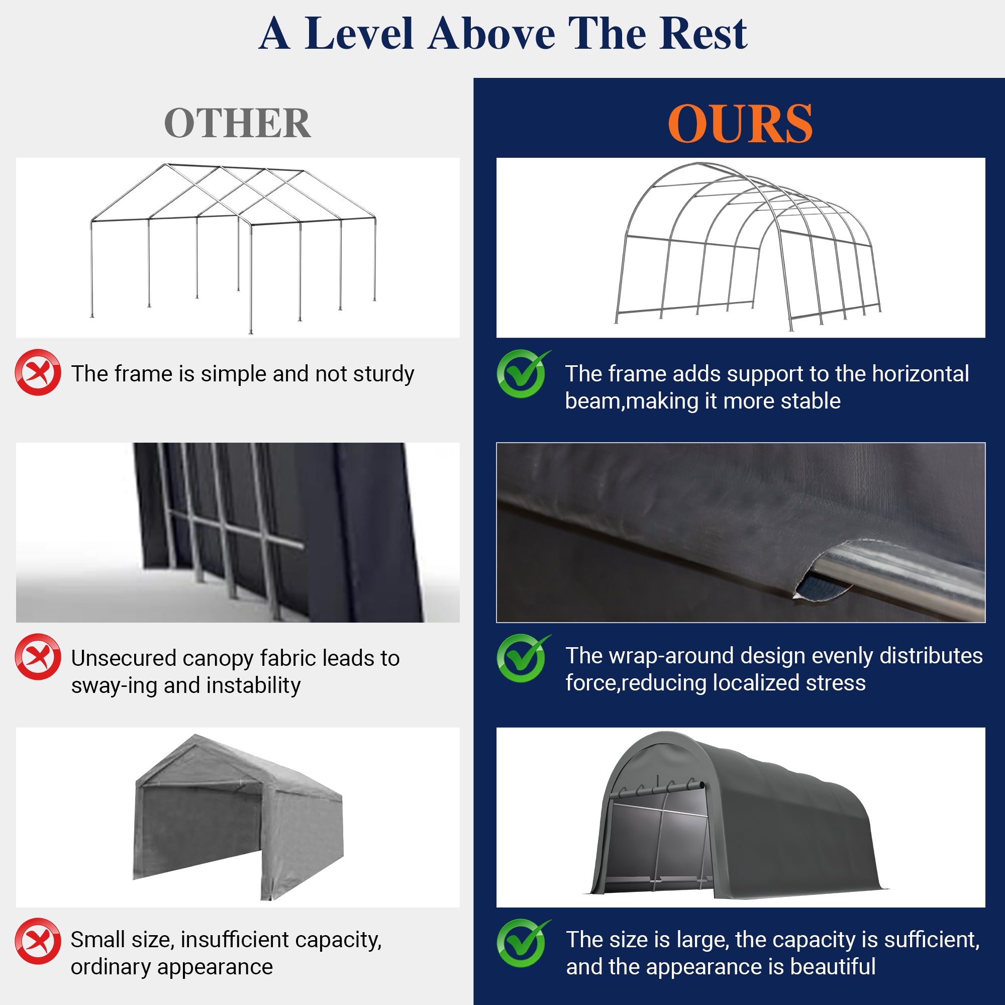 LZBEITEM Carports 10x20 ft Heavy Duty Car Canopy Garage with Removable Doors