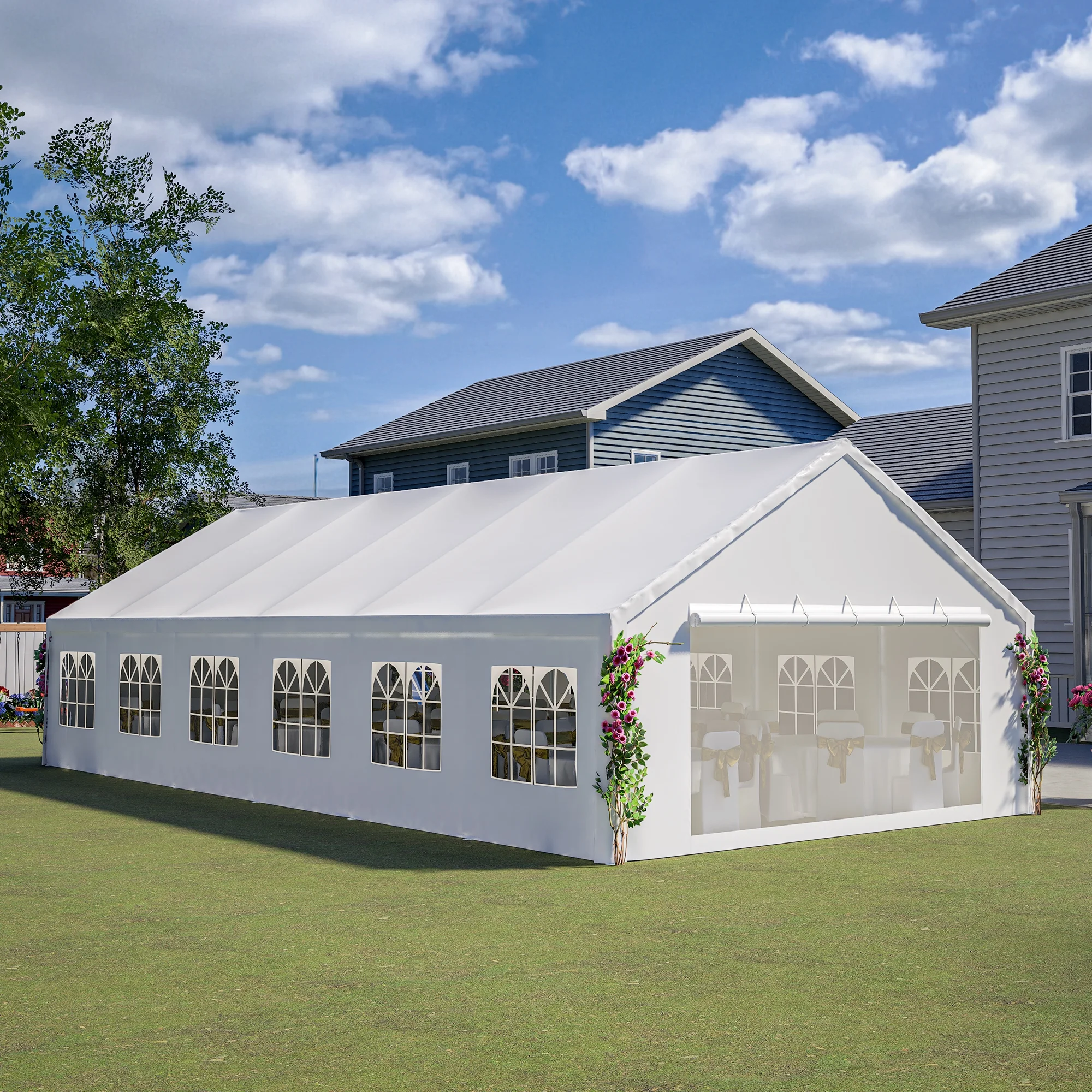 LZBEITEM 20' x 40' Large Heavy Duty Outdoor Canopy Party Tent & Carport