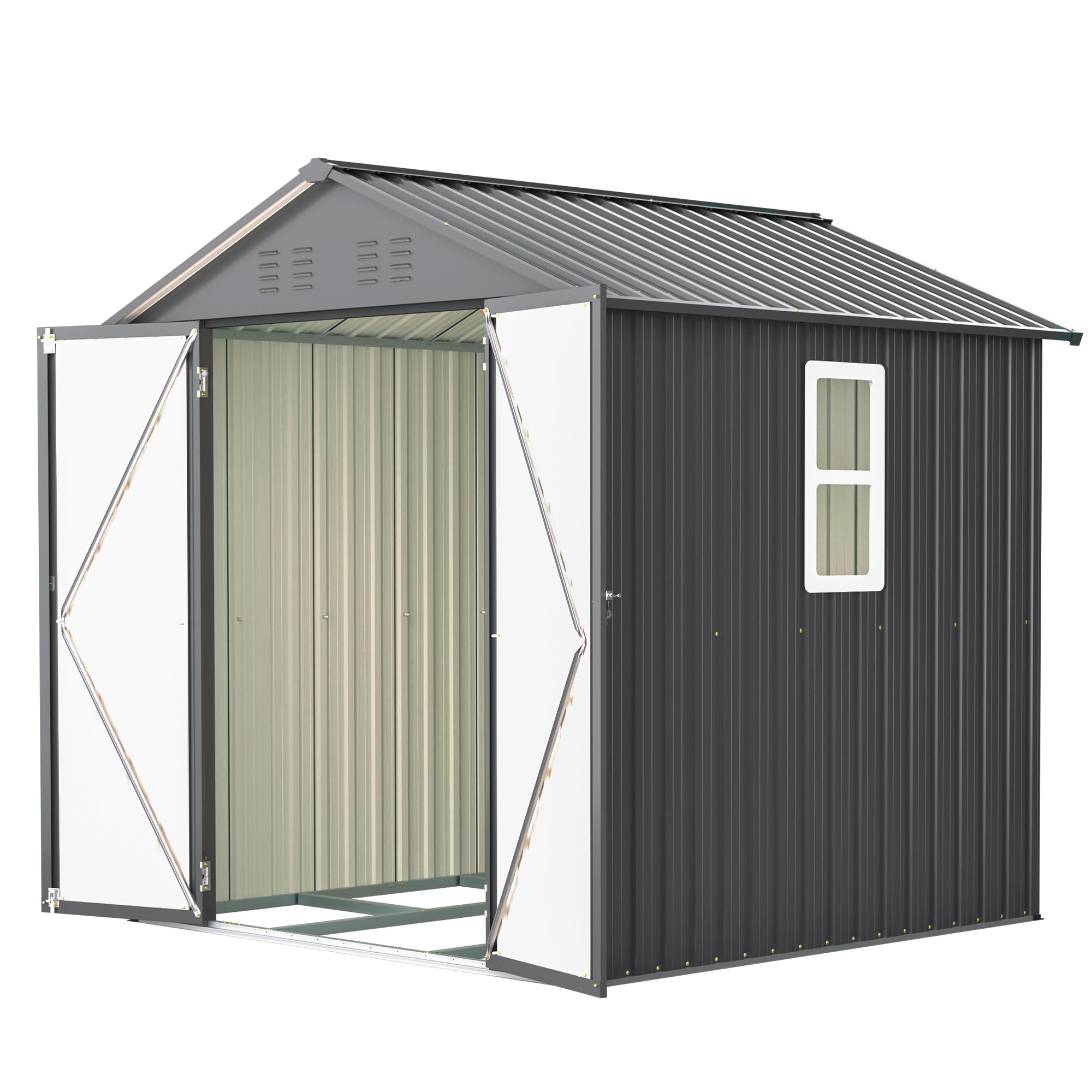 LZBEITEM 6x6 ft Metal Outdoor Storage Shed with Window