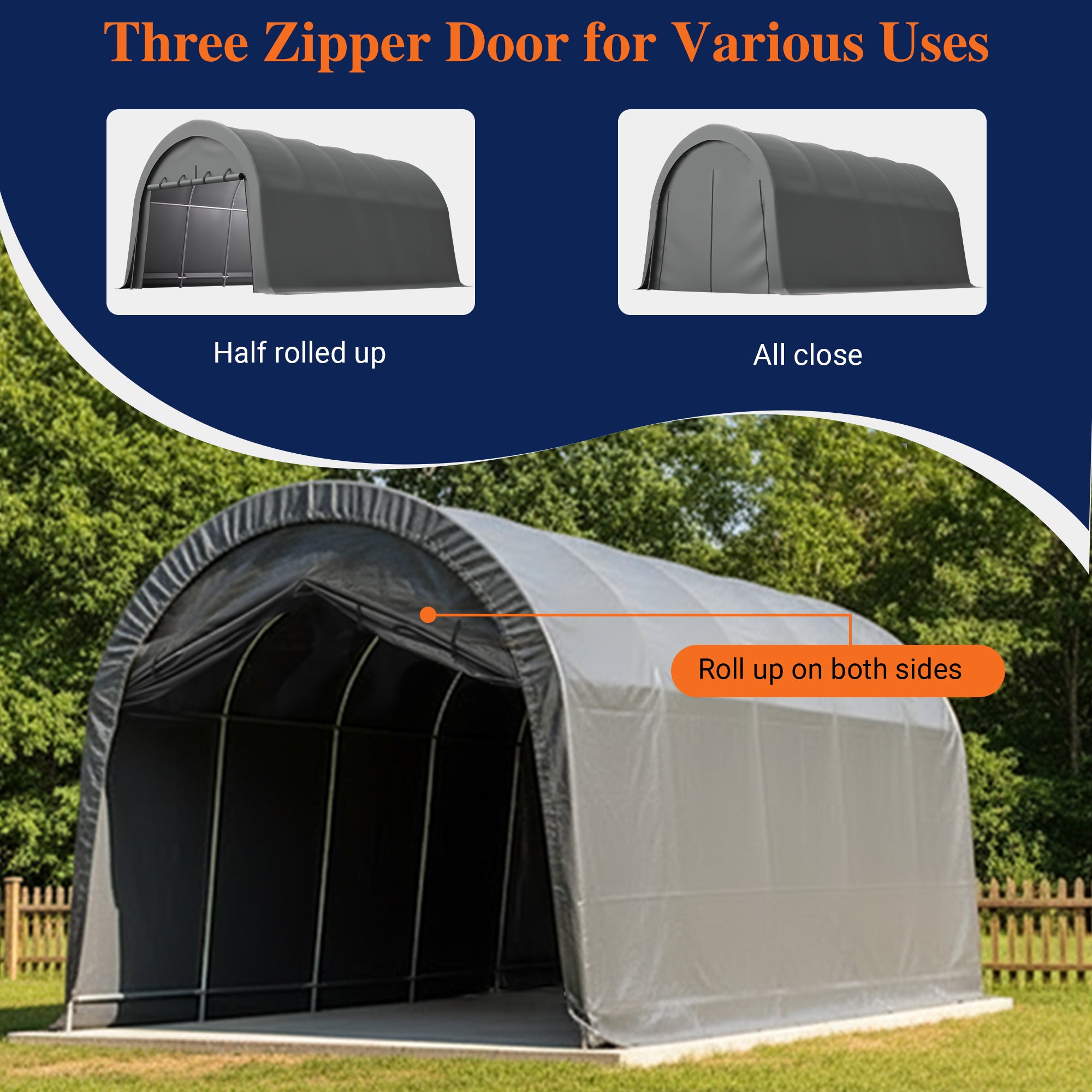 LZBEITEM Carports 12x20 ft Heavy Duty Car Canopy Garage with Removable Doors