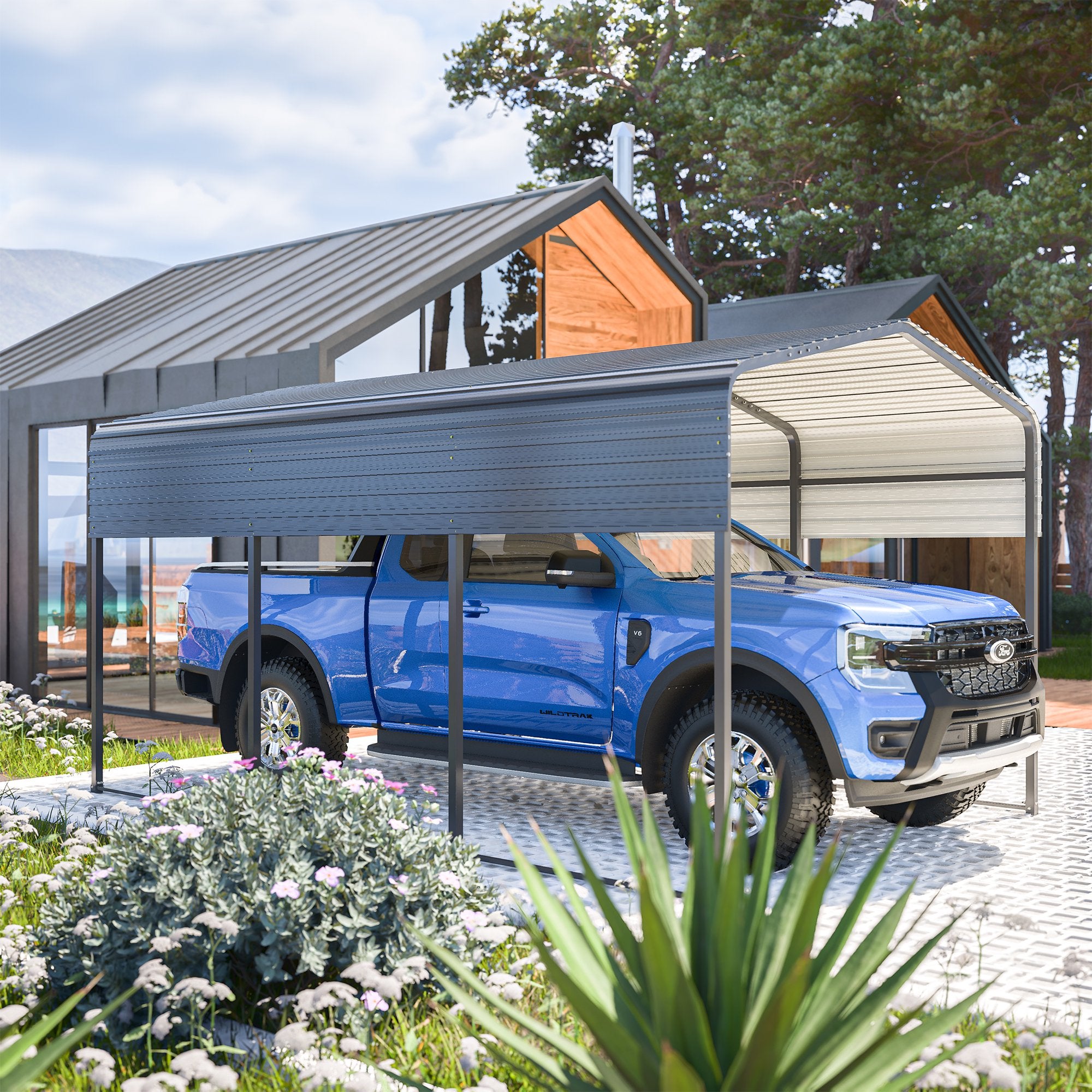 LZBEITEM 10x15 FT Metal Carport Kits