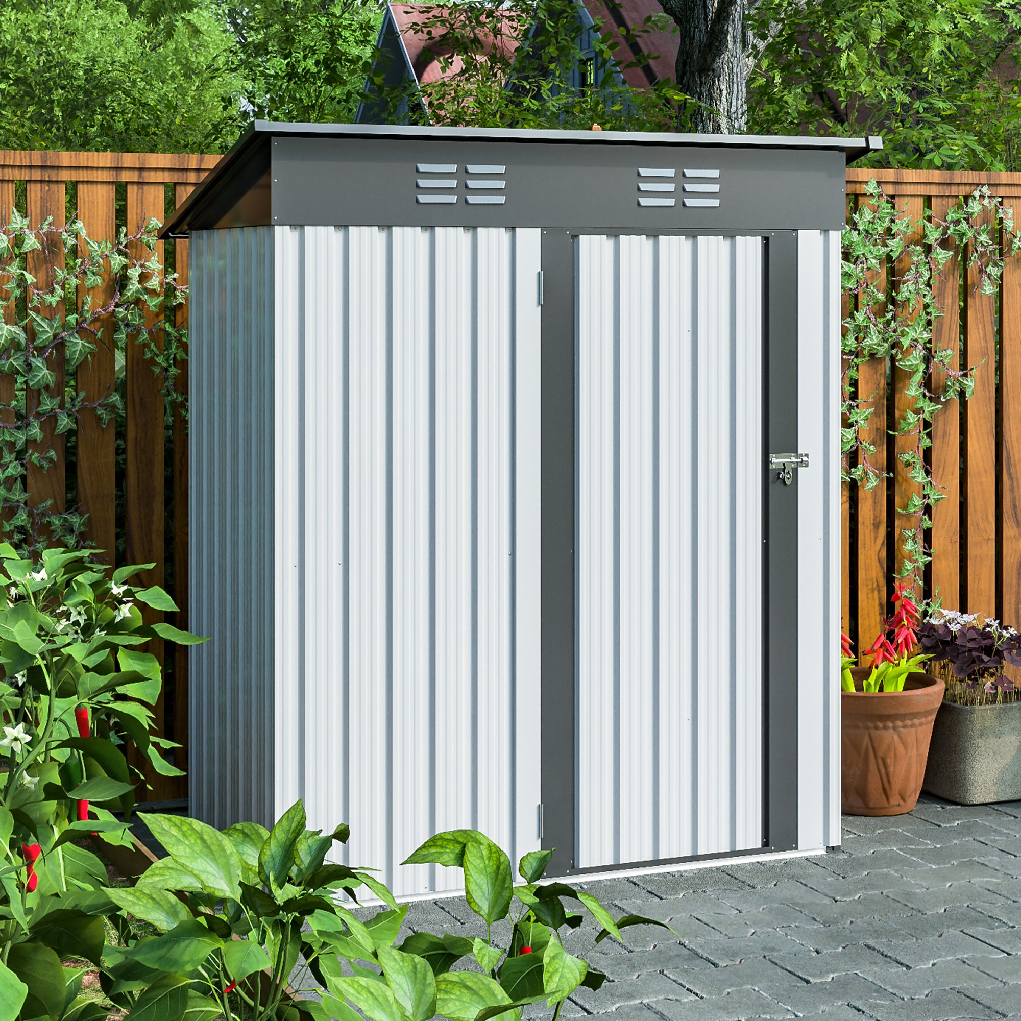 LZBEITEM 5 x3 ft Garden Shed,Outdoor Metal storage Shed with Door & Lock for Backyard