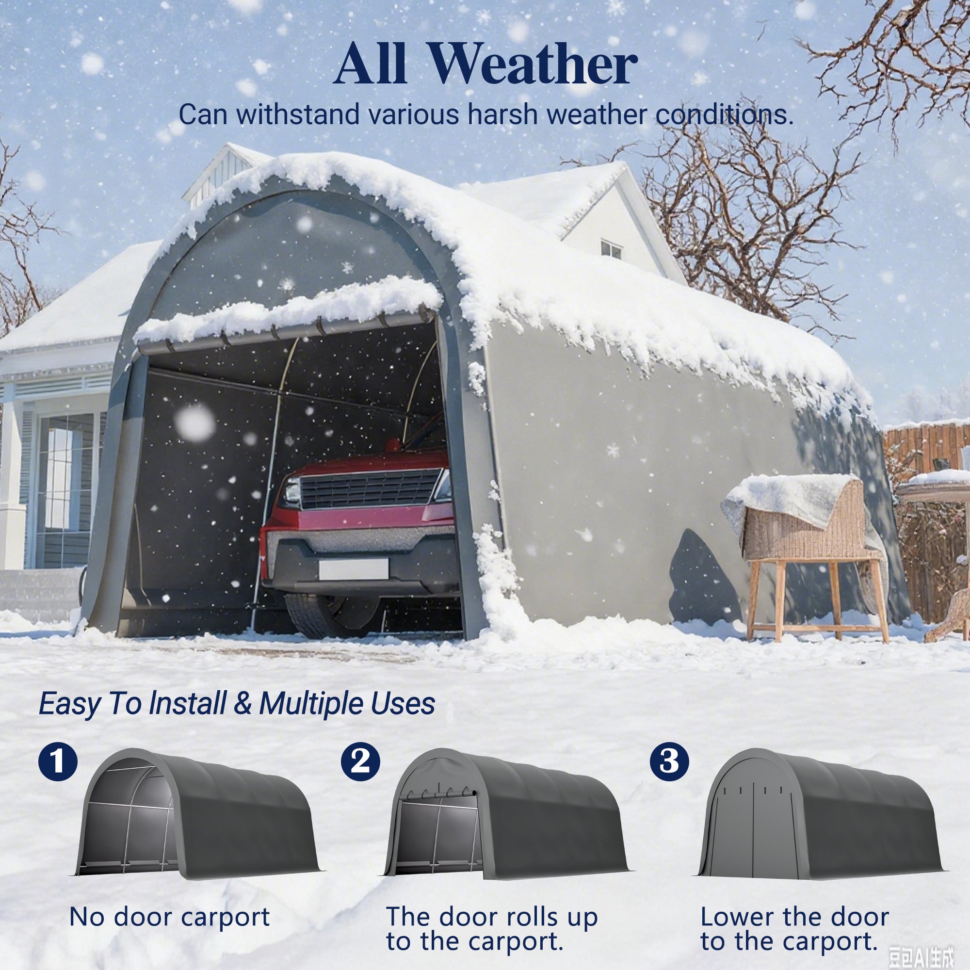 LZBEITEM Carports 10x20 ft Heavy Duty Car Canopy Garage with Removable Doors