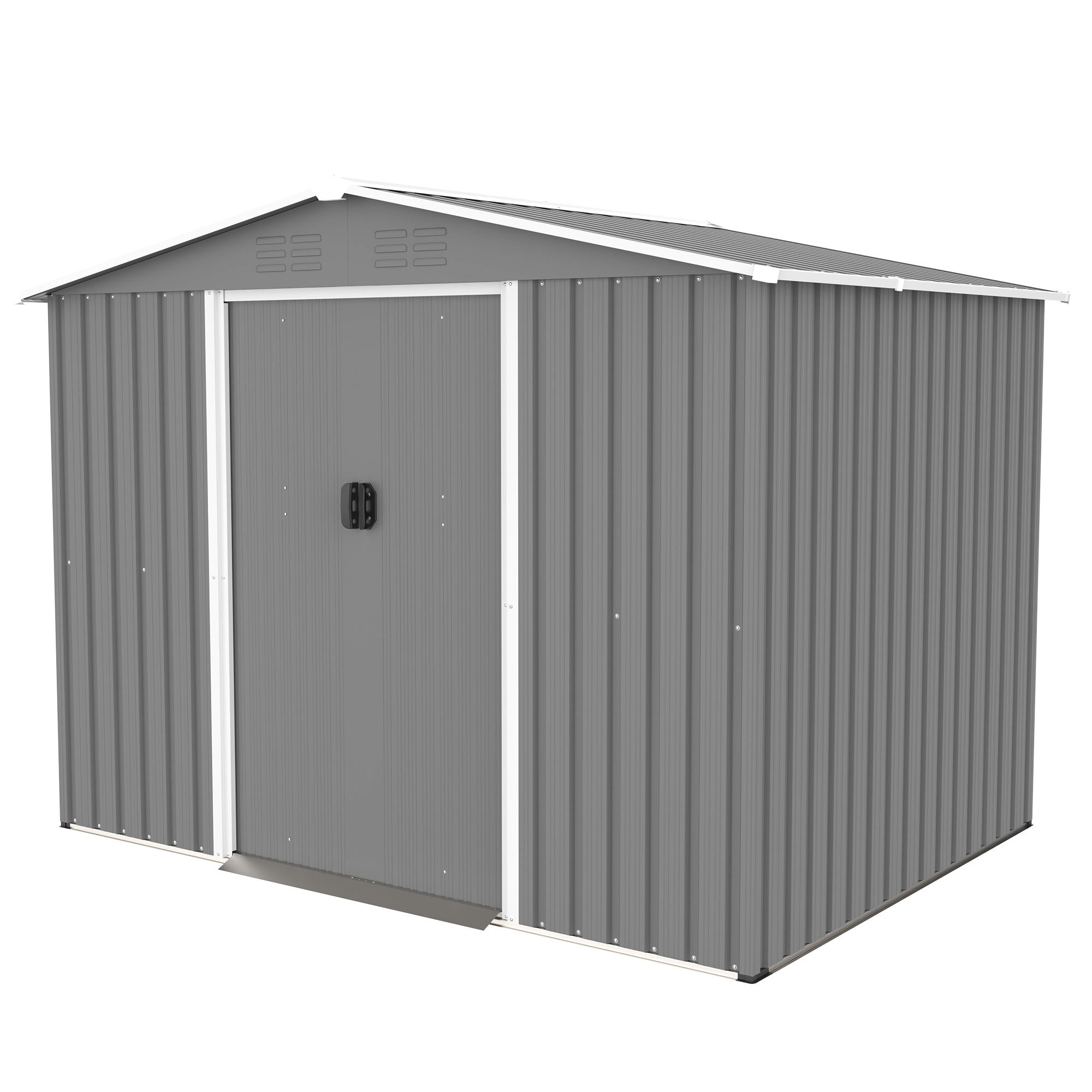 LZBEITEM 8 x 6 ft Outdoor Metal Storage Shed with Floor Frame Kit