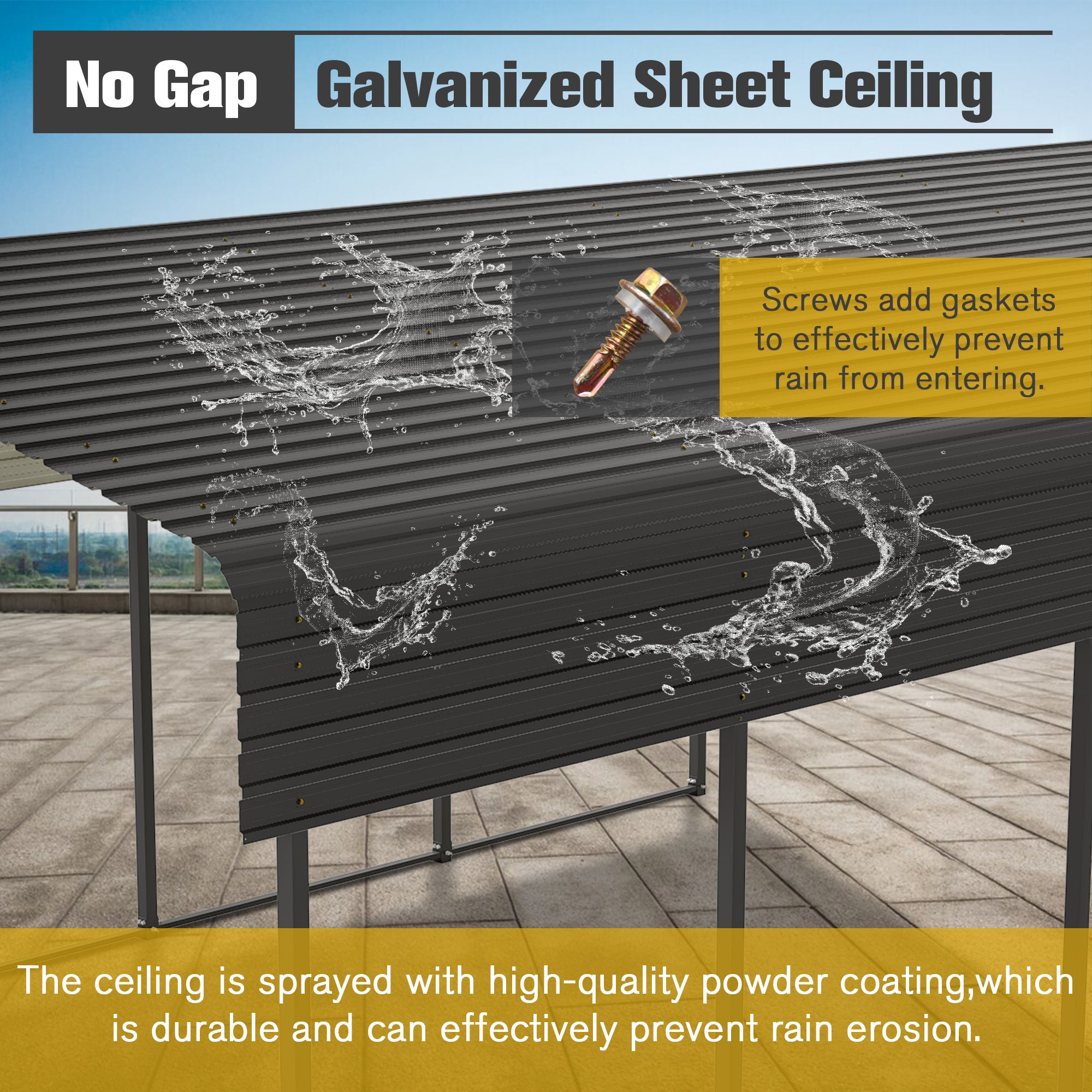 LZBEITEM 13 x 20 ft Metal Carport Kits with Enhanced Base Outdoor Heavy Duty Garage Galvanized Car Shelter for Pickup, Boat, Car and Tractors