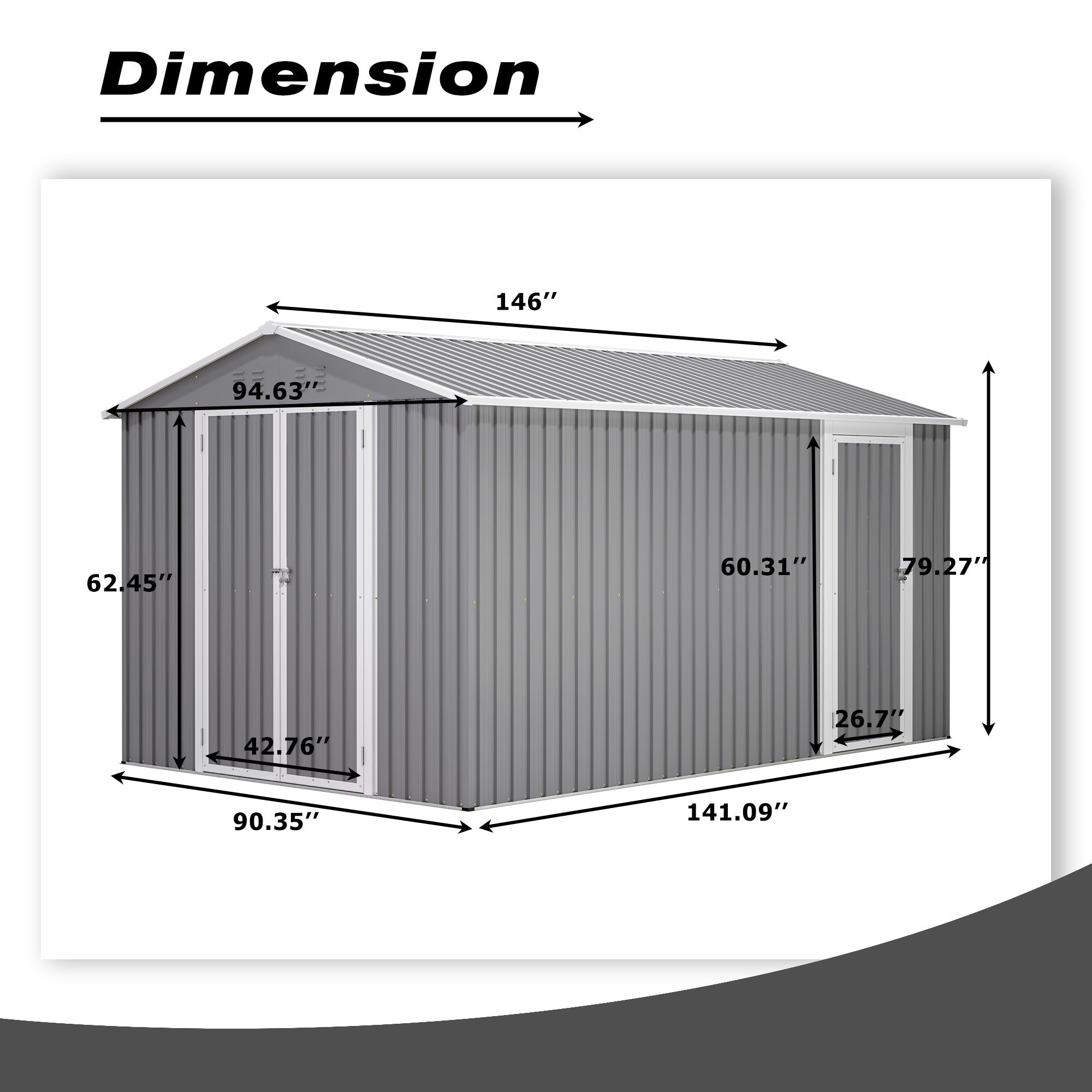 8'x12' Outdoor Metal Storage Shed with Floor Frame
