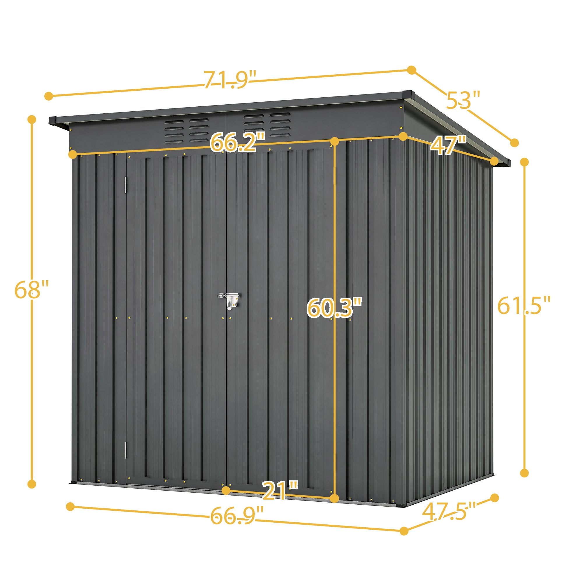LZBEITEM 4'x6' Outdoor Metal Storage Shed,Black