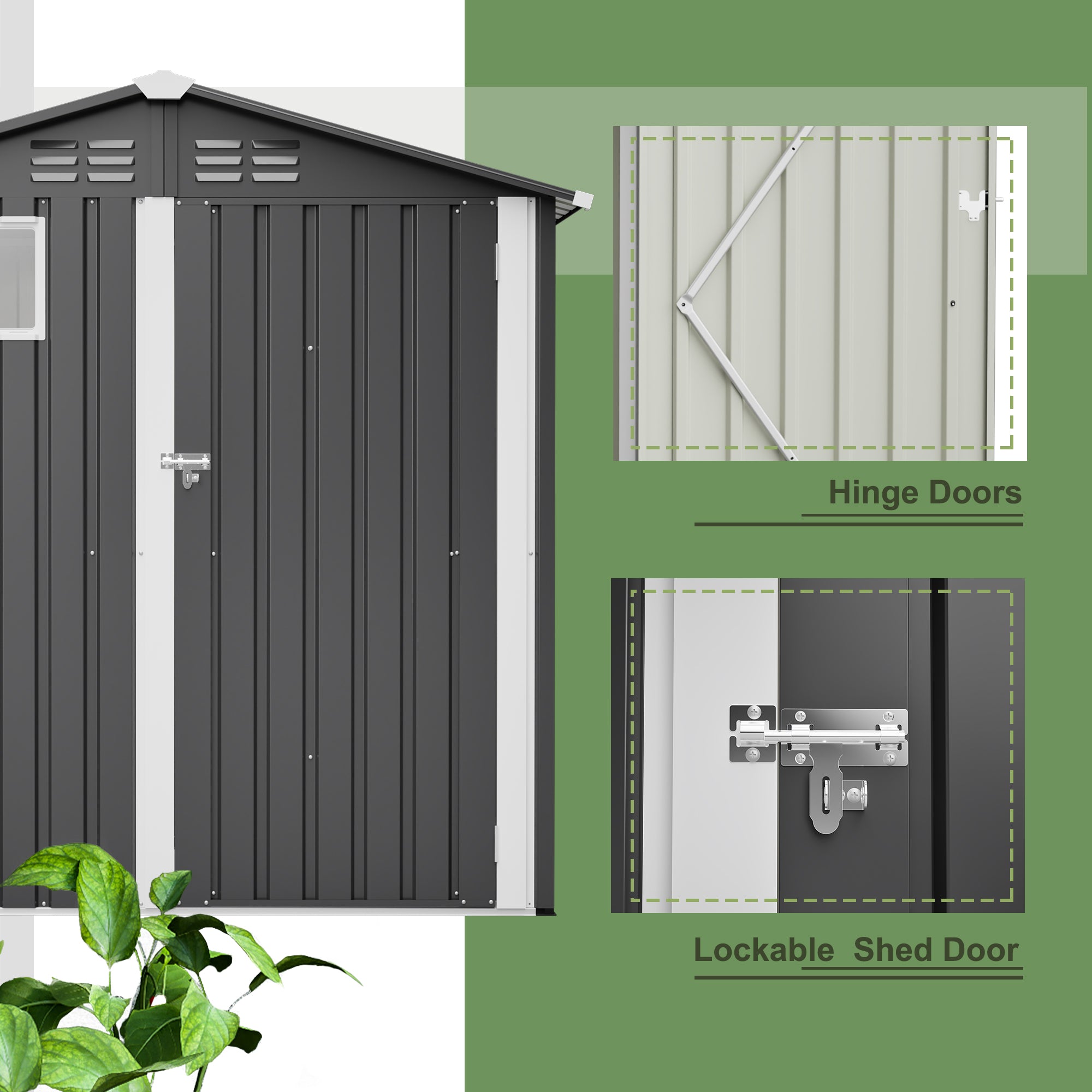 LZBEITEM 6FT x 4FT Outdoor Garden Shed