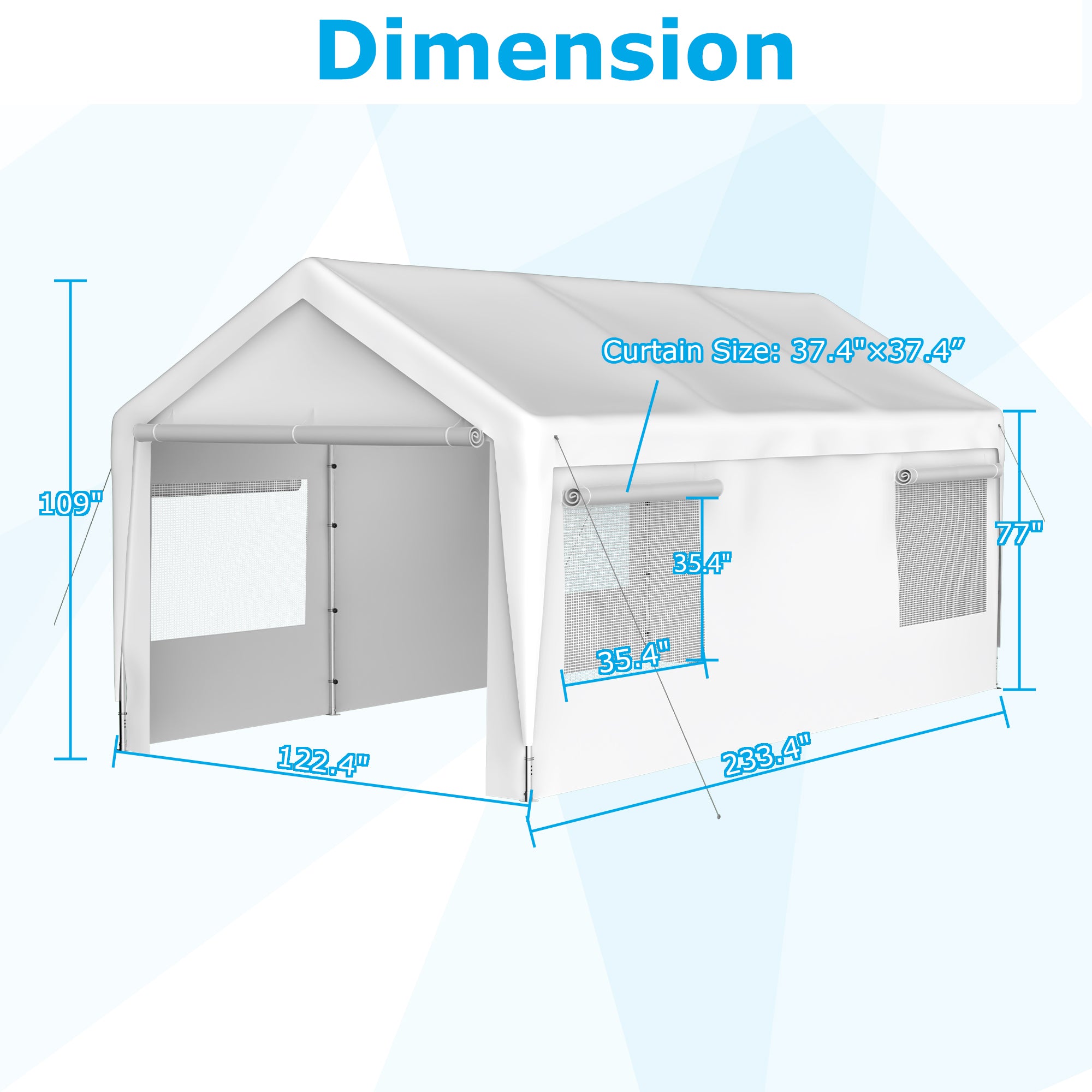 Thanaddo 10.ft x 20.ft Outdoor Carport Portable Garage Heavy Duty Canopy Storage Shelter Shed All-Season Tarp with Removable Sidewalls & Doors for Car, Truck, Boat, Party, Camping