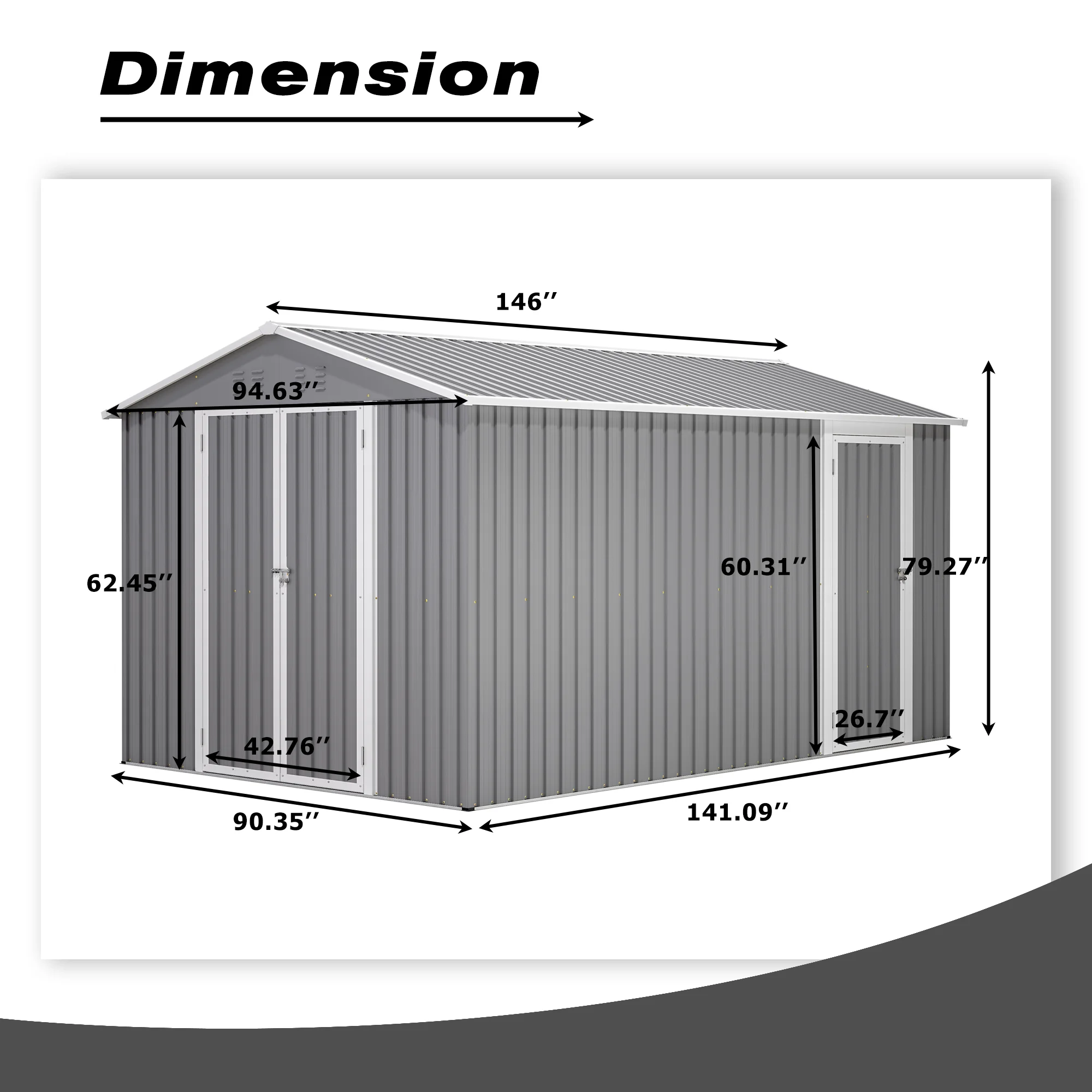8'x12' Outdoor Metal Storage Shed with Floor Frame 8'x12' Outdoor Metal Storage Shed with Floor Frame