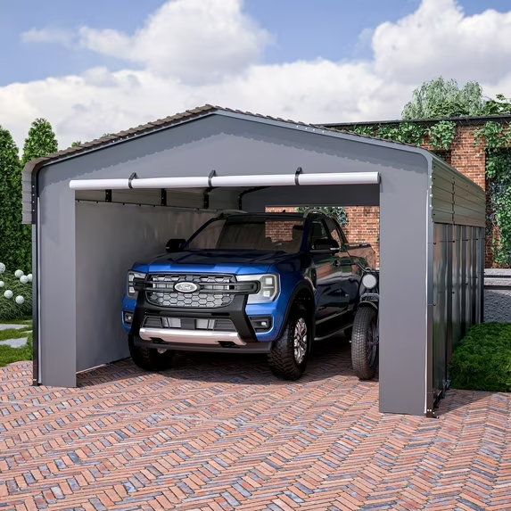 LZBEITEM 13 x 20 ft Metal Carport Kits with 4 sidewalls