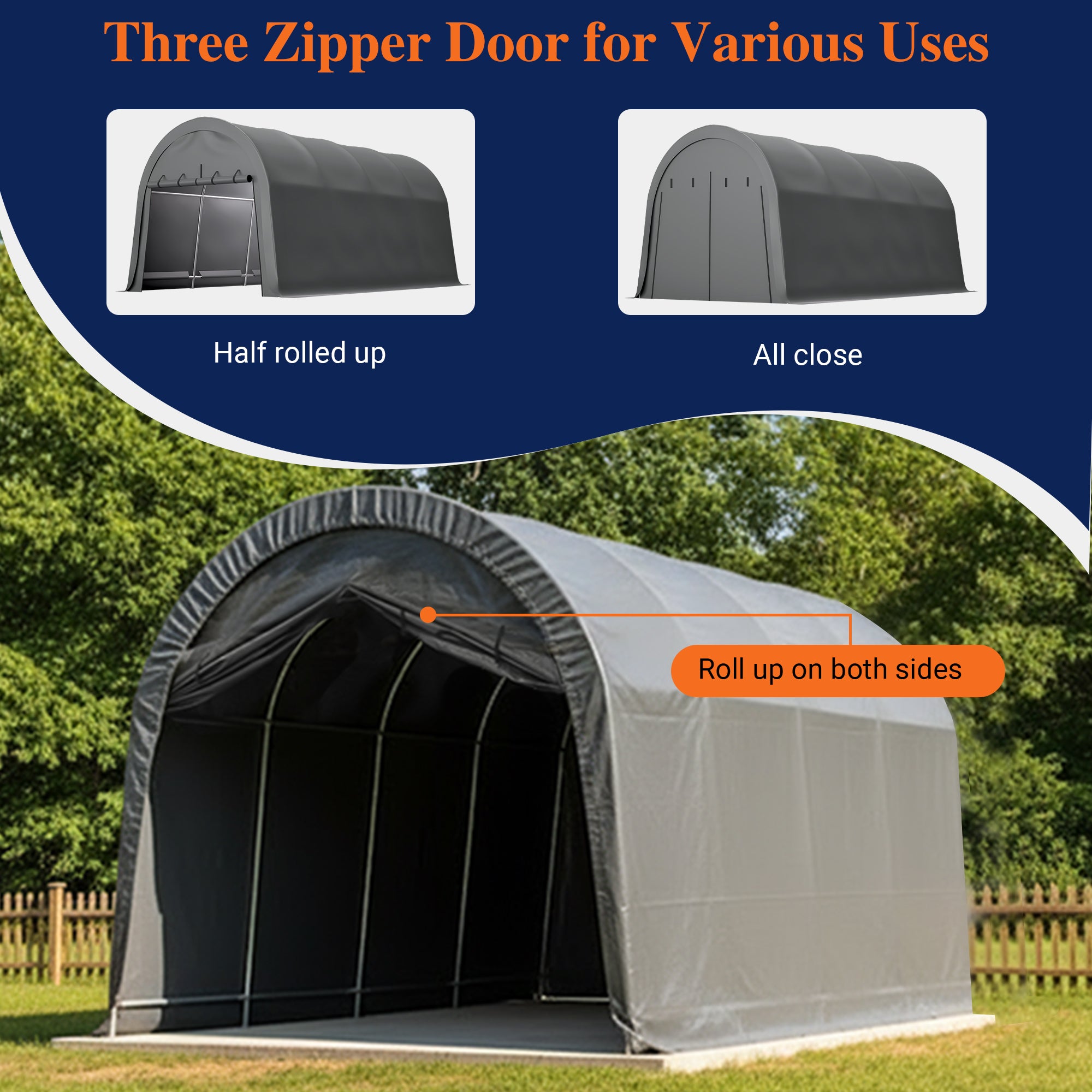 LZBEITEM Carports 10x20 ft Heavy Duty Car Canopy Garage with Removable Doors