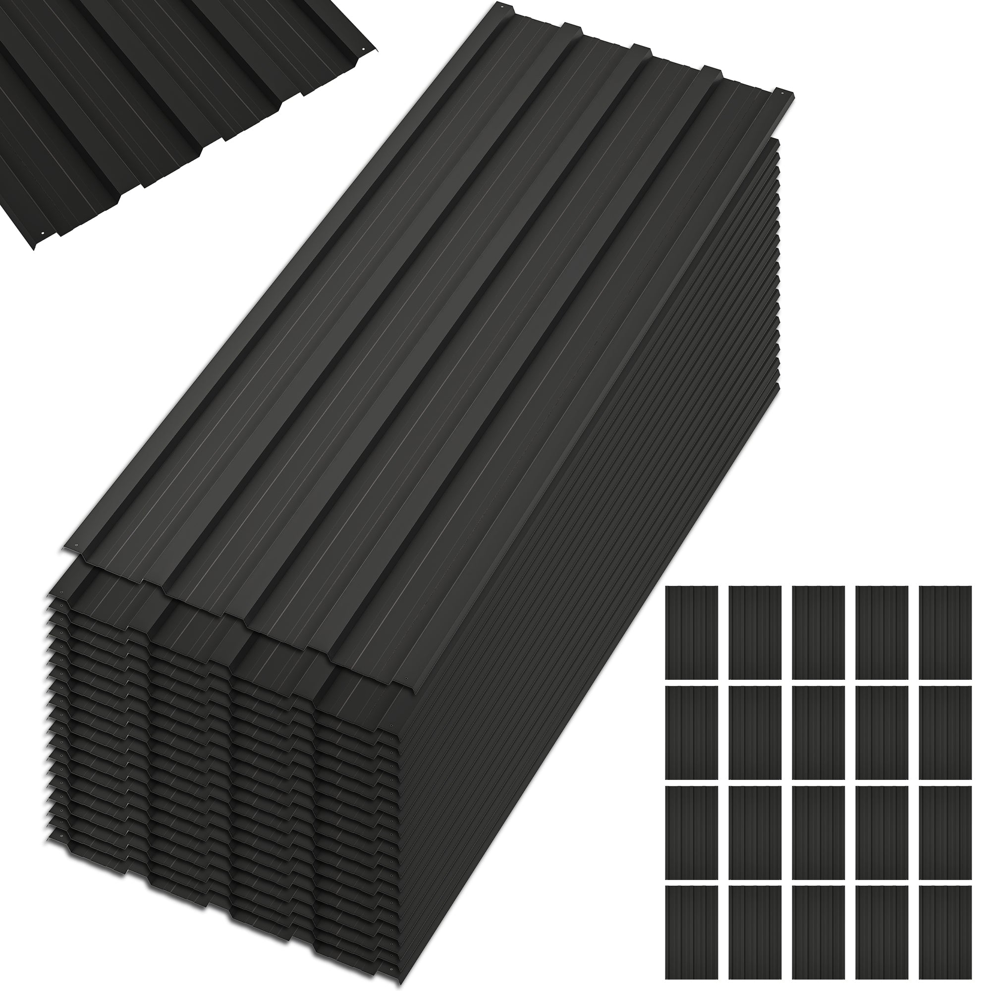 Roof Panels 20 Pieces Set Black