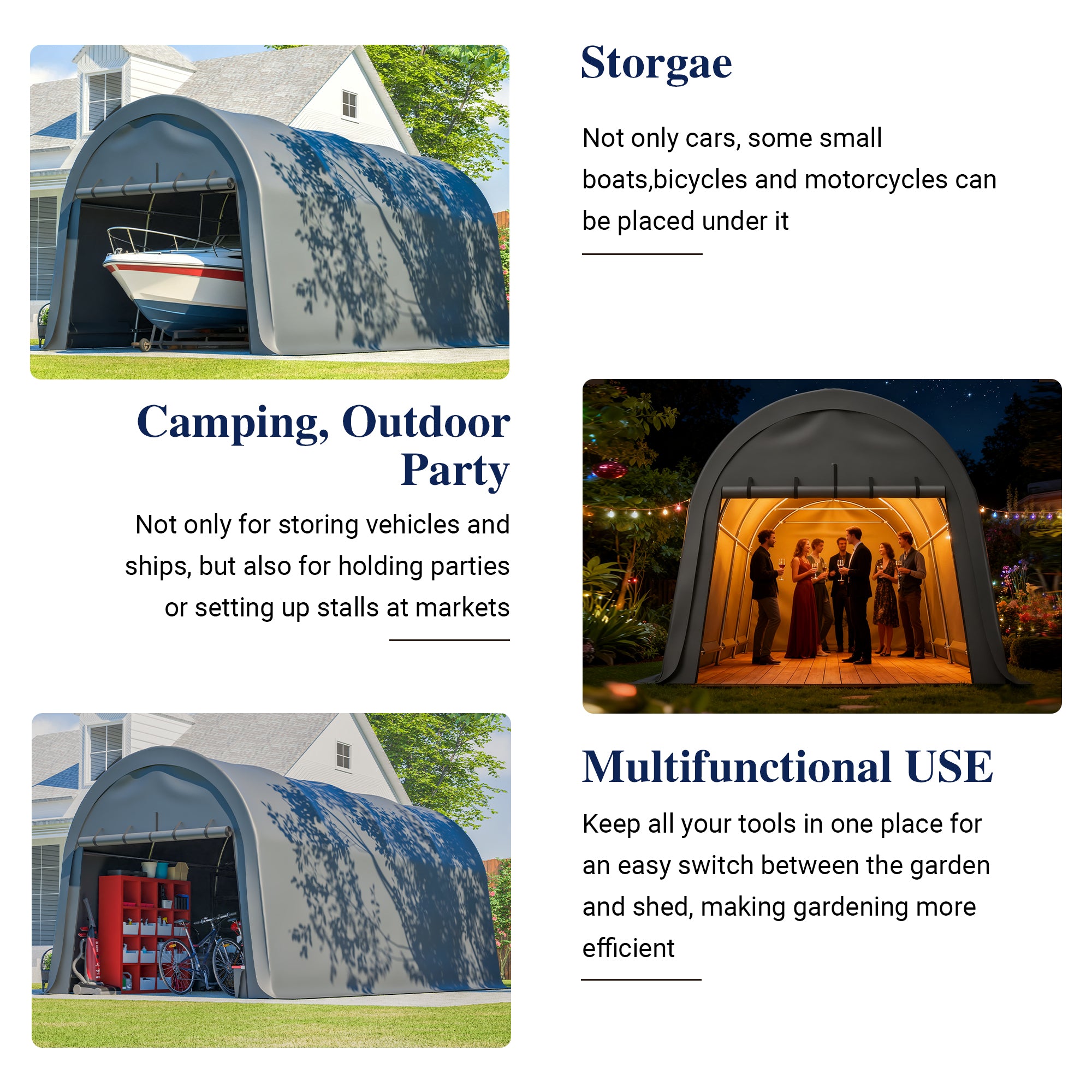 LZBEITEM Carports 10x20 ft Heavy Duty Car Canopy Garage with Removable Doors