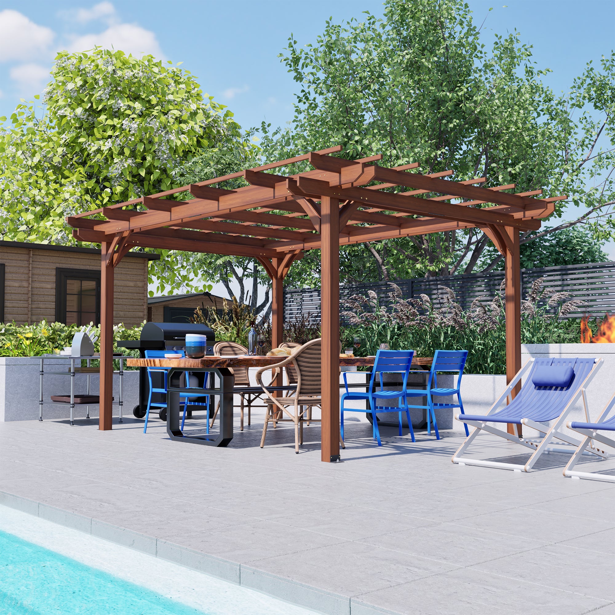 12'x10' Outdoor Wood Pergola