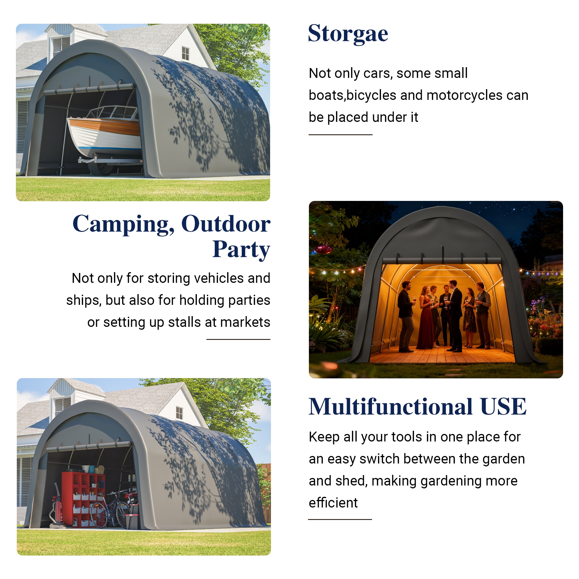 LZBEITEM Carports 12x20 ft Heavy Duty Car Canopy Garage with Removable Doors