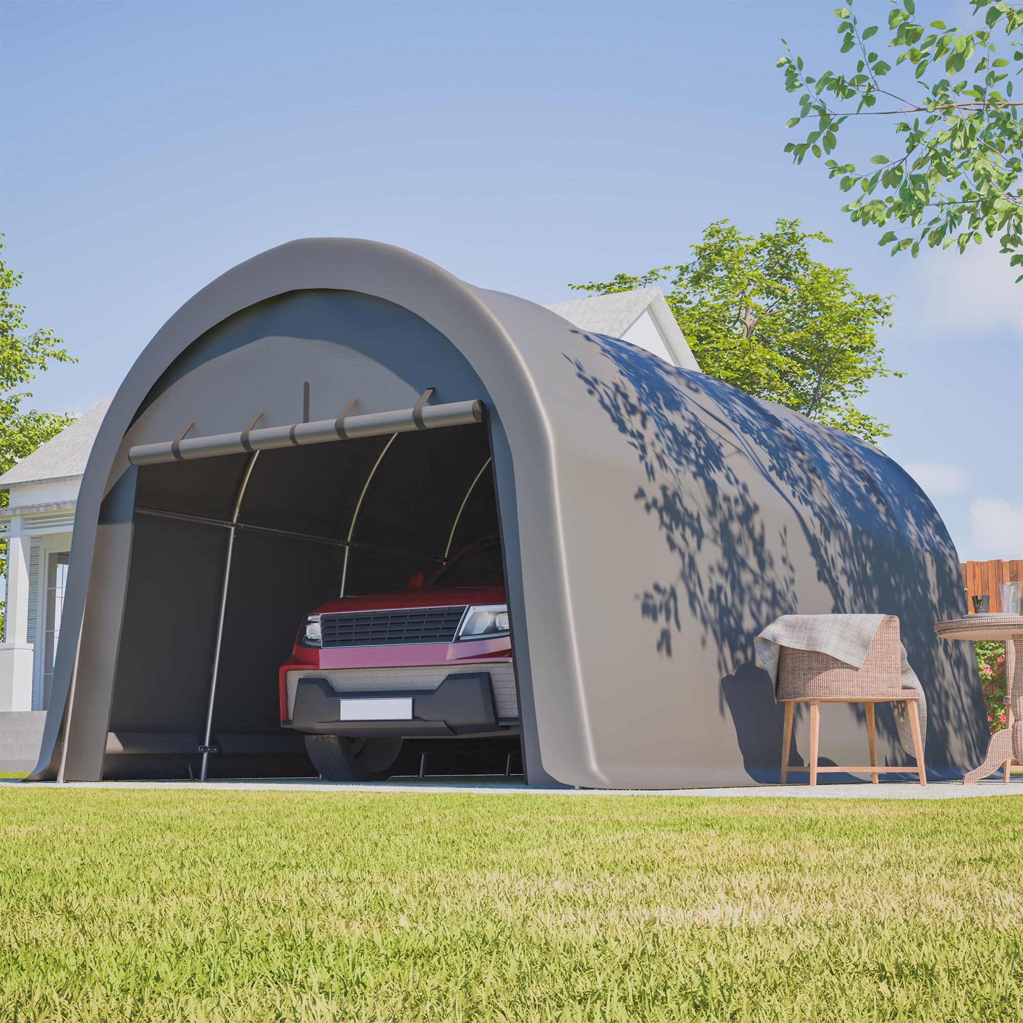 LZBEITEM Carports 12x20 ft Heavy Duty Car Canopy Garage with Removable Doors