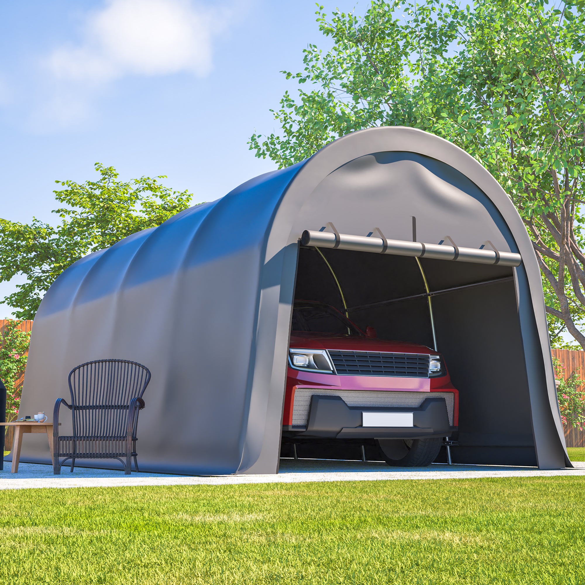 LZBEITEM Carports 10x20 ft Heavy Duty Car Canopy Garage with Removable Doors