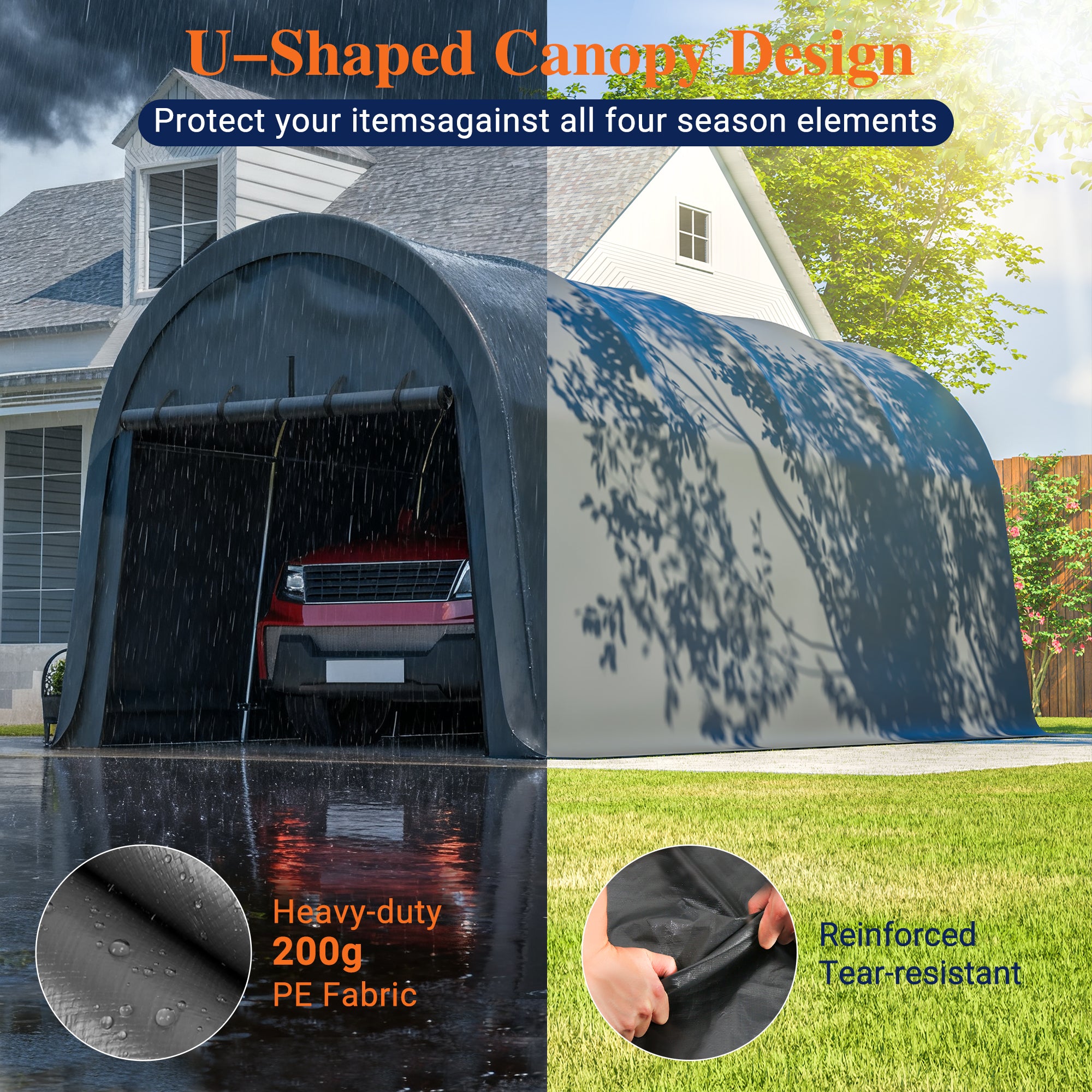 LZBEITEM Carports 10x20 ft Heavy Duty Car Canopy Garage with Removable Doors