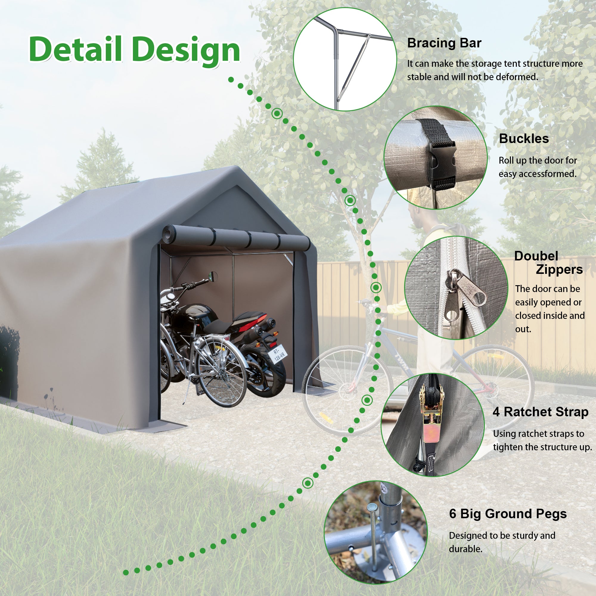 Thanaddo 8.ft x 8.ft Portable Shed Outdoor Storage Shelter