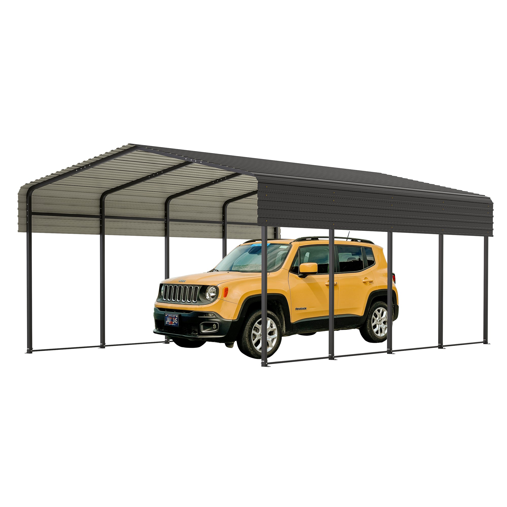 13 x 20 ft Metal Carport Kits with Enhanced Base Outdoor Heavy Duty Garage Galvanized Car Shelter for Pickup, Boat, Car and Tractors