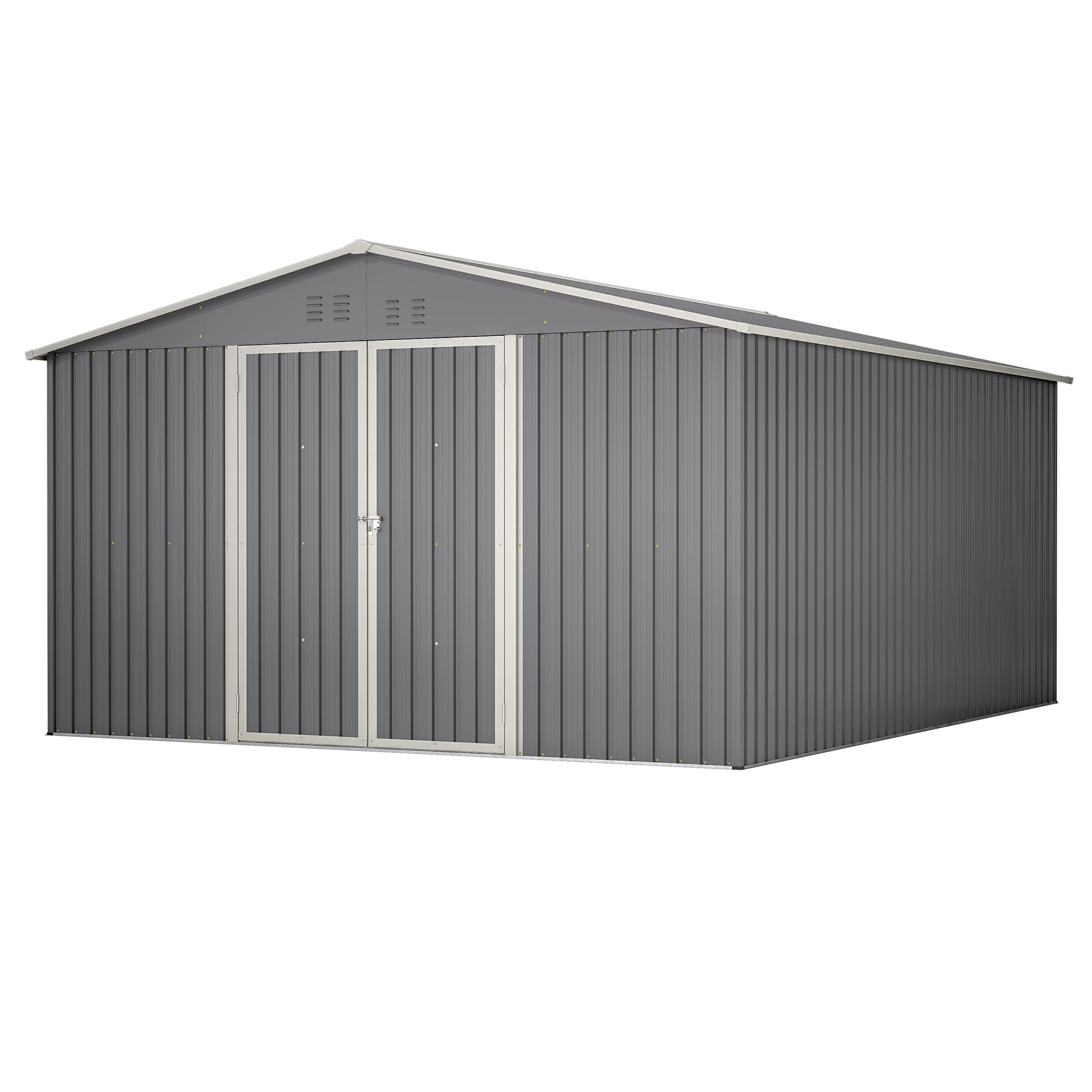 Thanaddo 8x10 ft Metal Outdoor Storage Tool Sheds Storage House with Doors