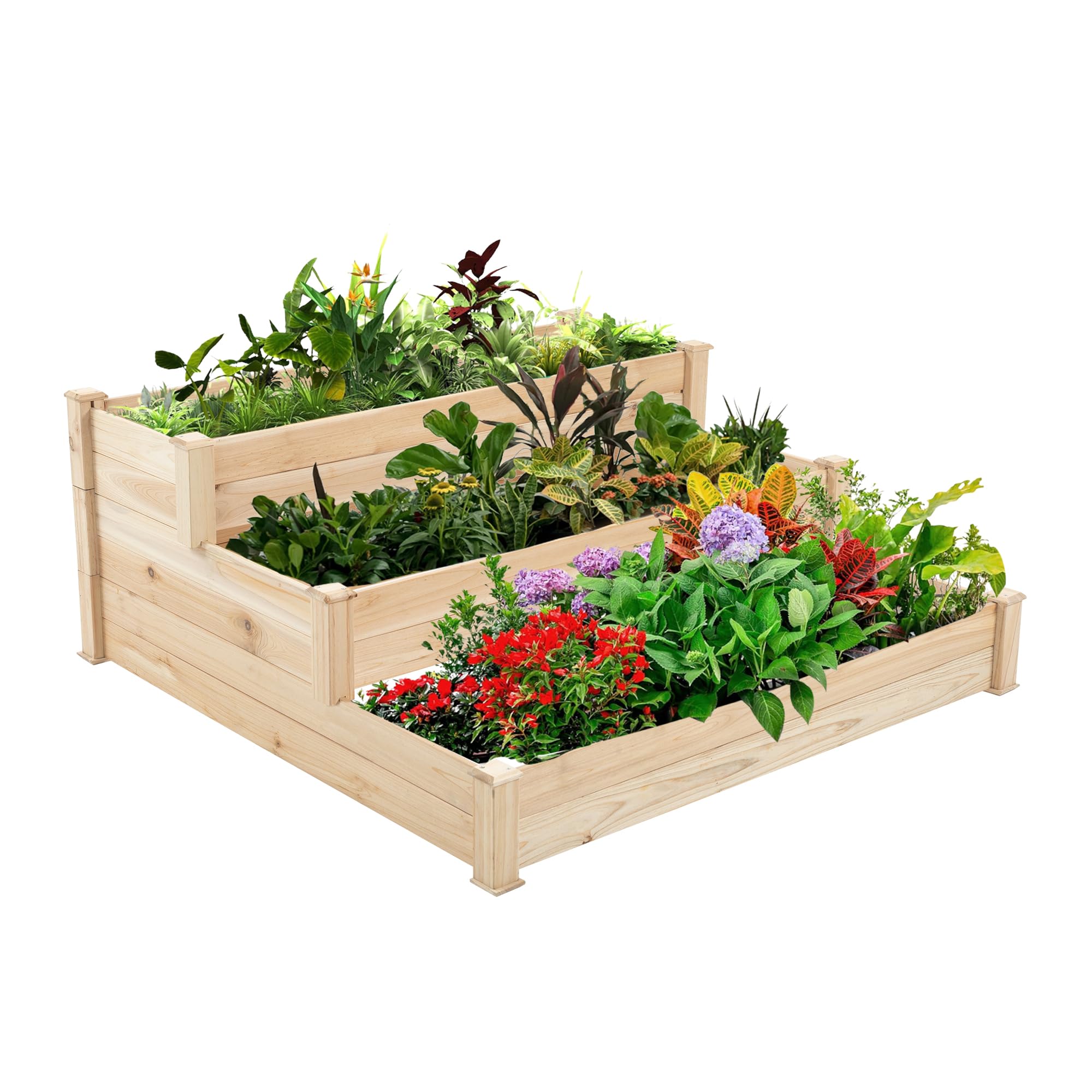 Thanaddo 3 Tiers Wooden Raised Garden Bed