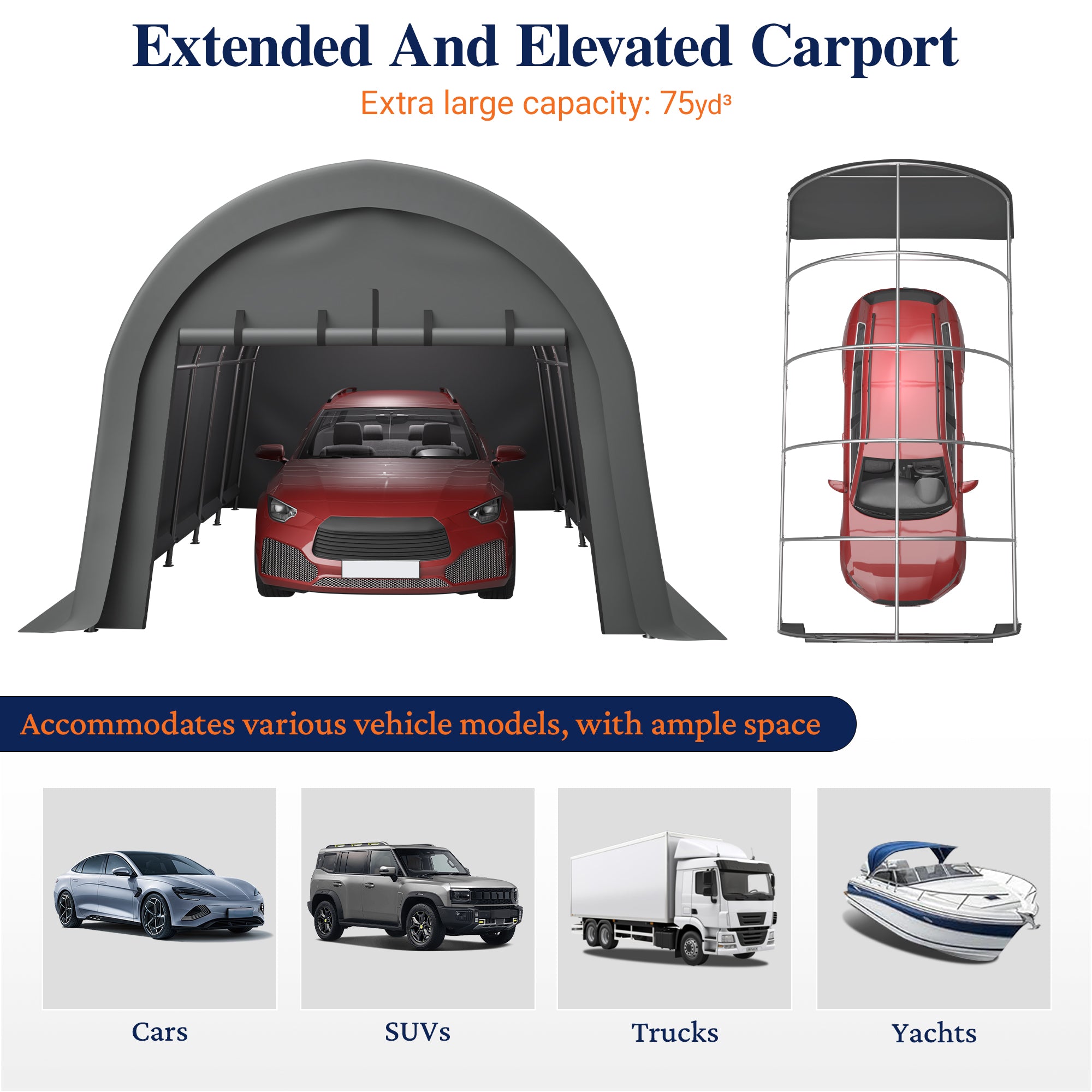 LZBEITEM Carports 12x20 ft Heavy Duty Car Canopy Garage with Removable Doors