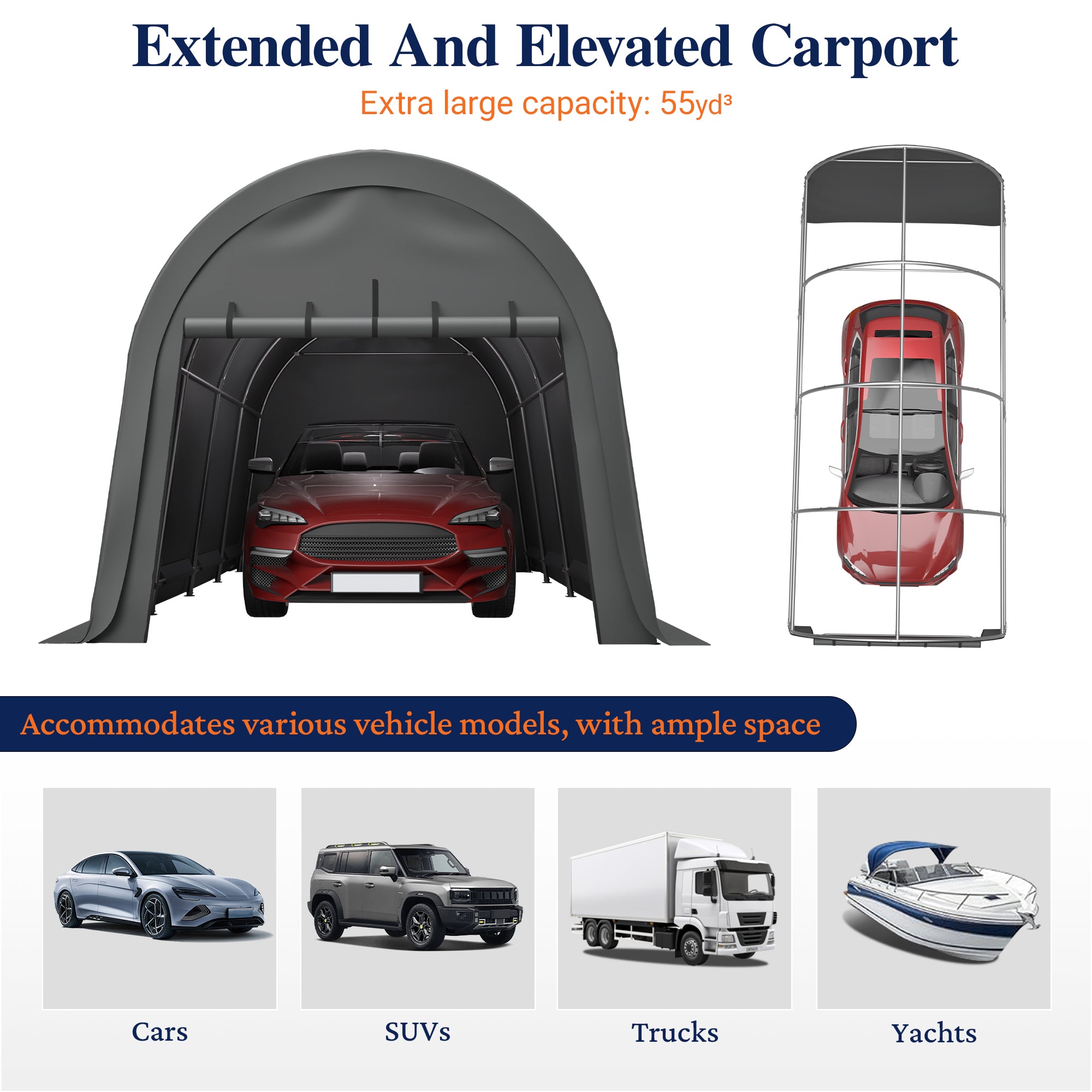LZBEITEM Carports 10x20 ft Heavy Duty Car Canopy Garage with Removable Doors