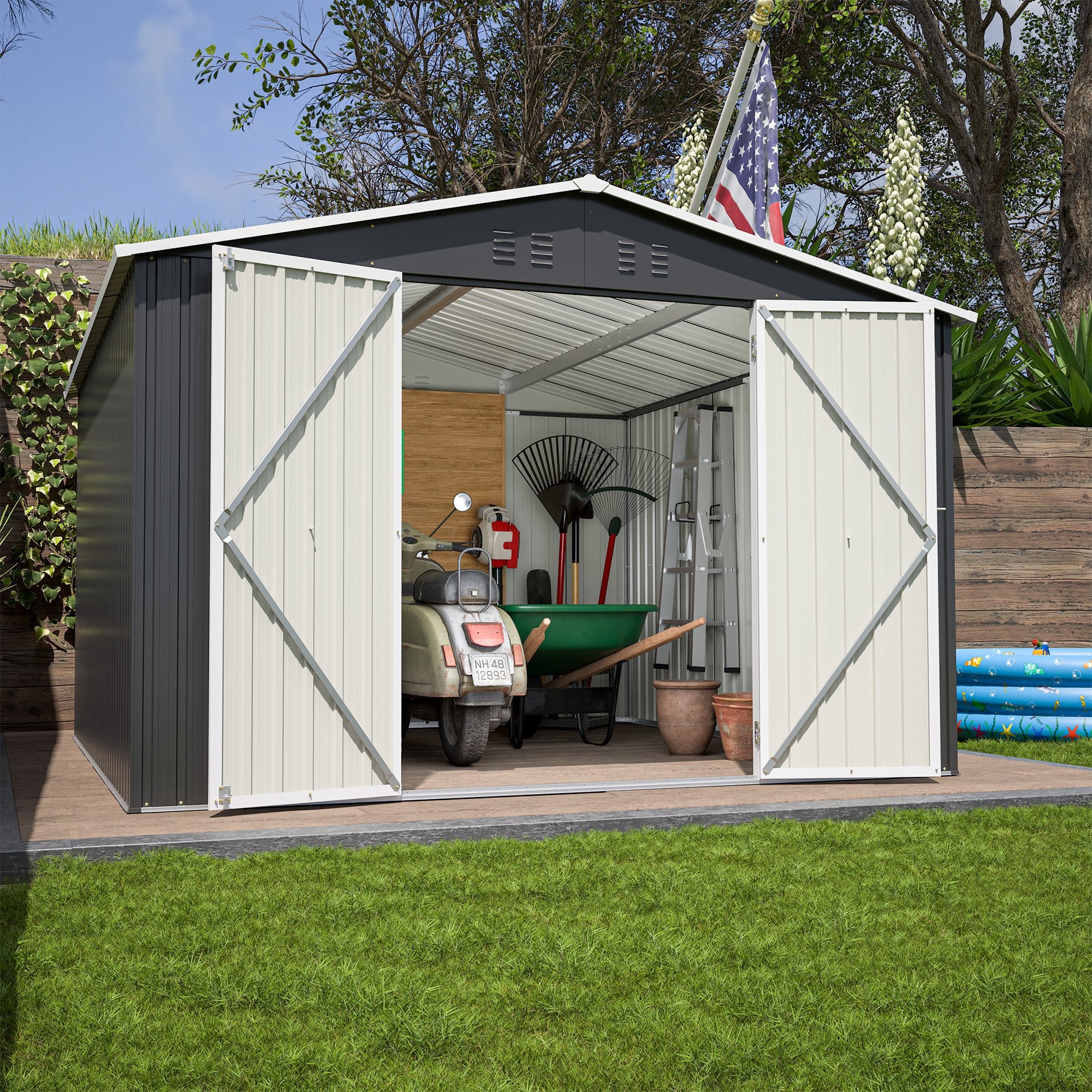 10 x 10 ft Outdoor Storage Shed, Black