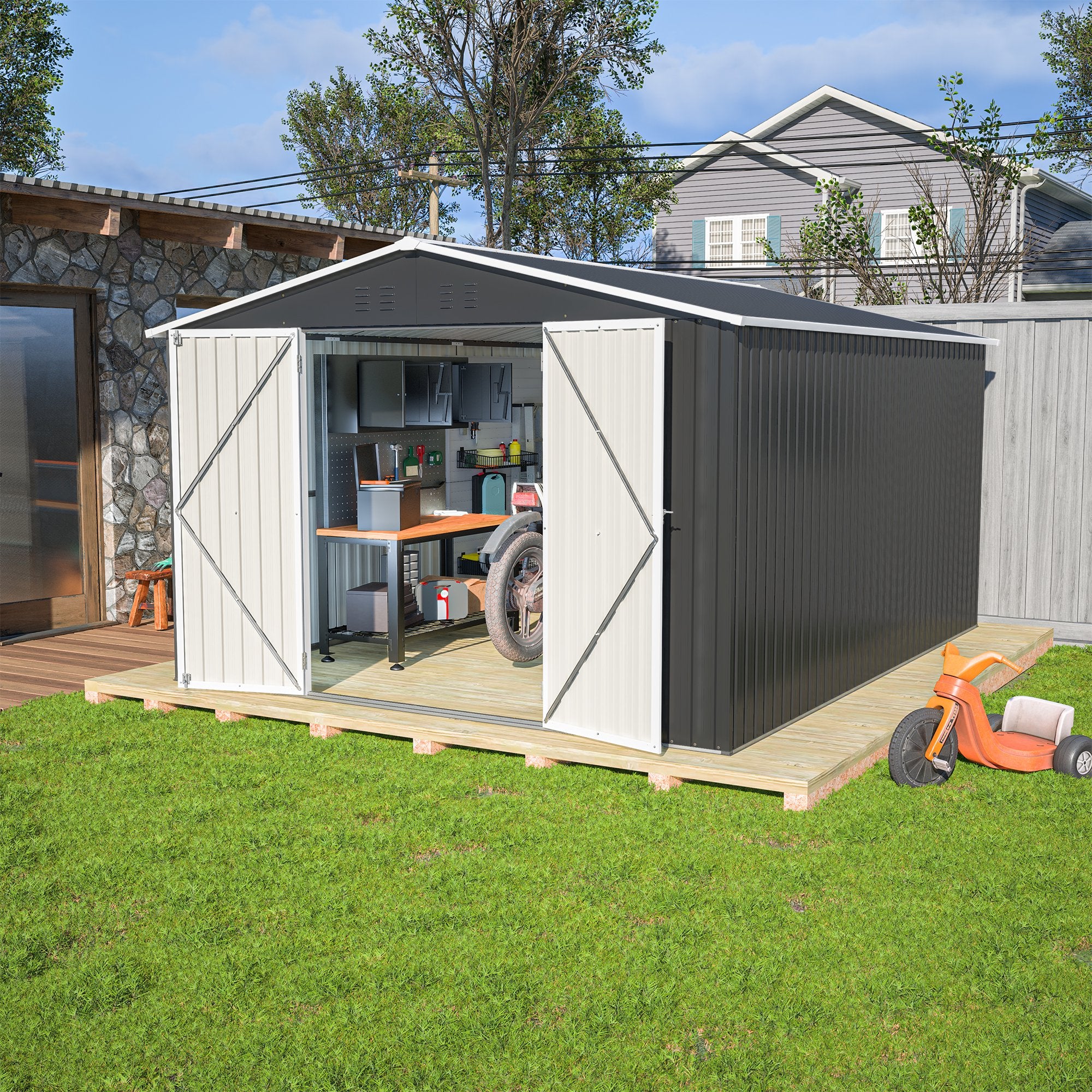 10 x 12 ft. Outdoor Storage Shed, Black