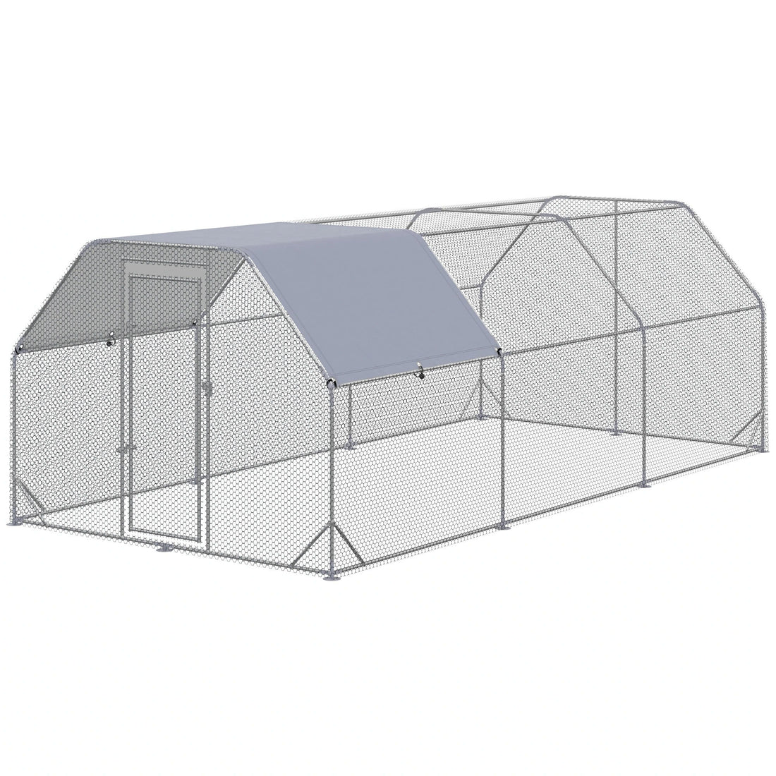 THANADDO 10.ft x 20.ft Metal Chicken Coop & Run with Flat Roof Walk-in