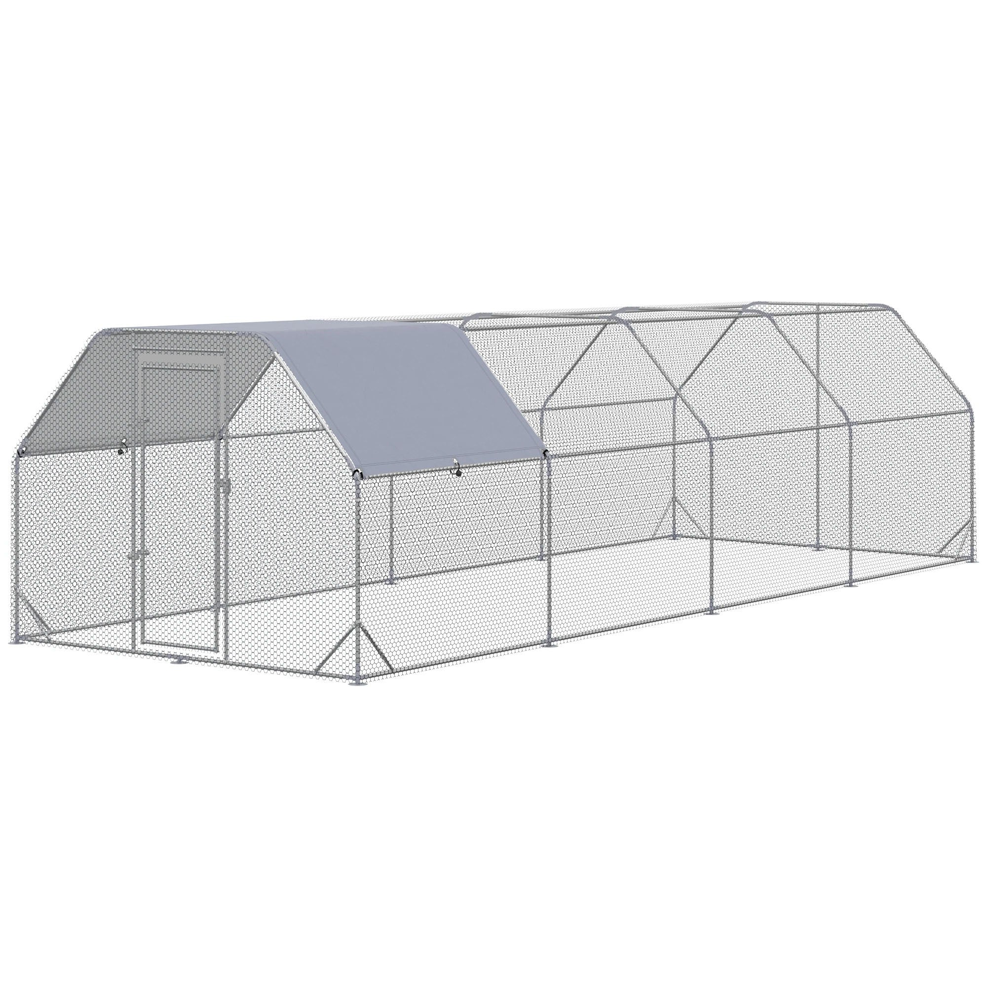 THANADDO 10.ft x 26.ft  Metal Chicken Coop & Run with Flat Roof FR38