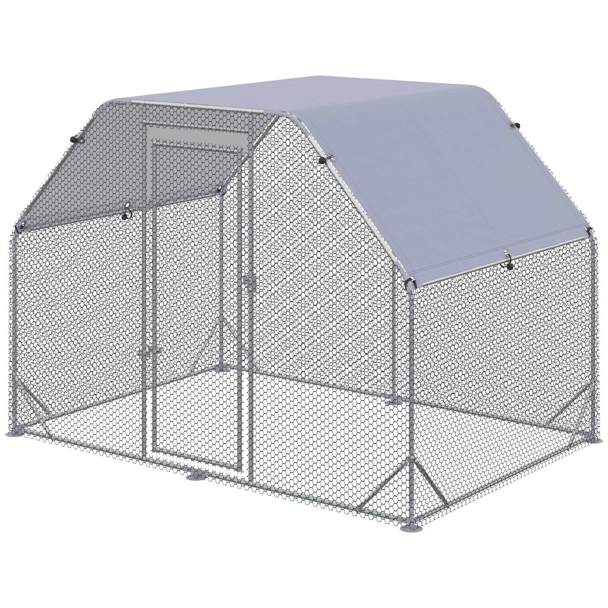 THANADDO  10.ft x 6.ft  Metal Chicken Coop & Run with Flat Roof FR32