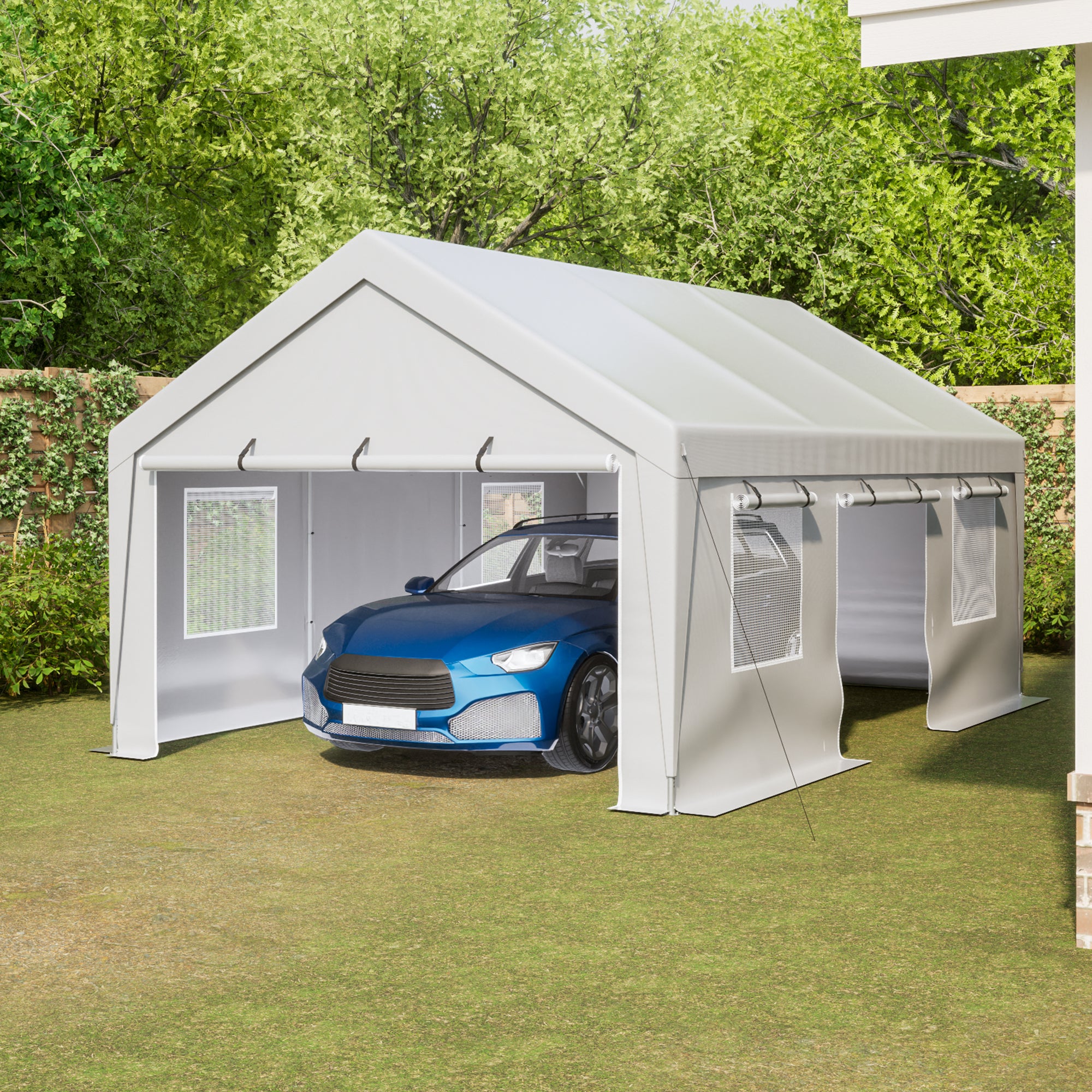 Thanaddo 13 ft. W x 20 ft. D Garage Heavy Duty Carport Portable Garage Storage Shed Canopy