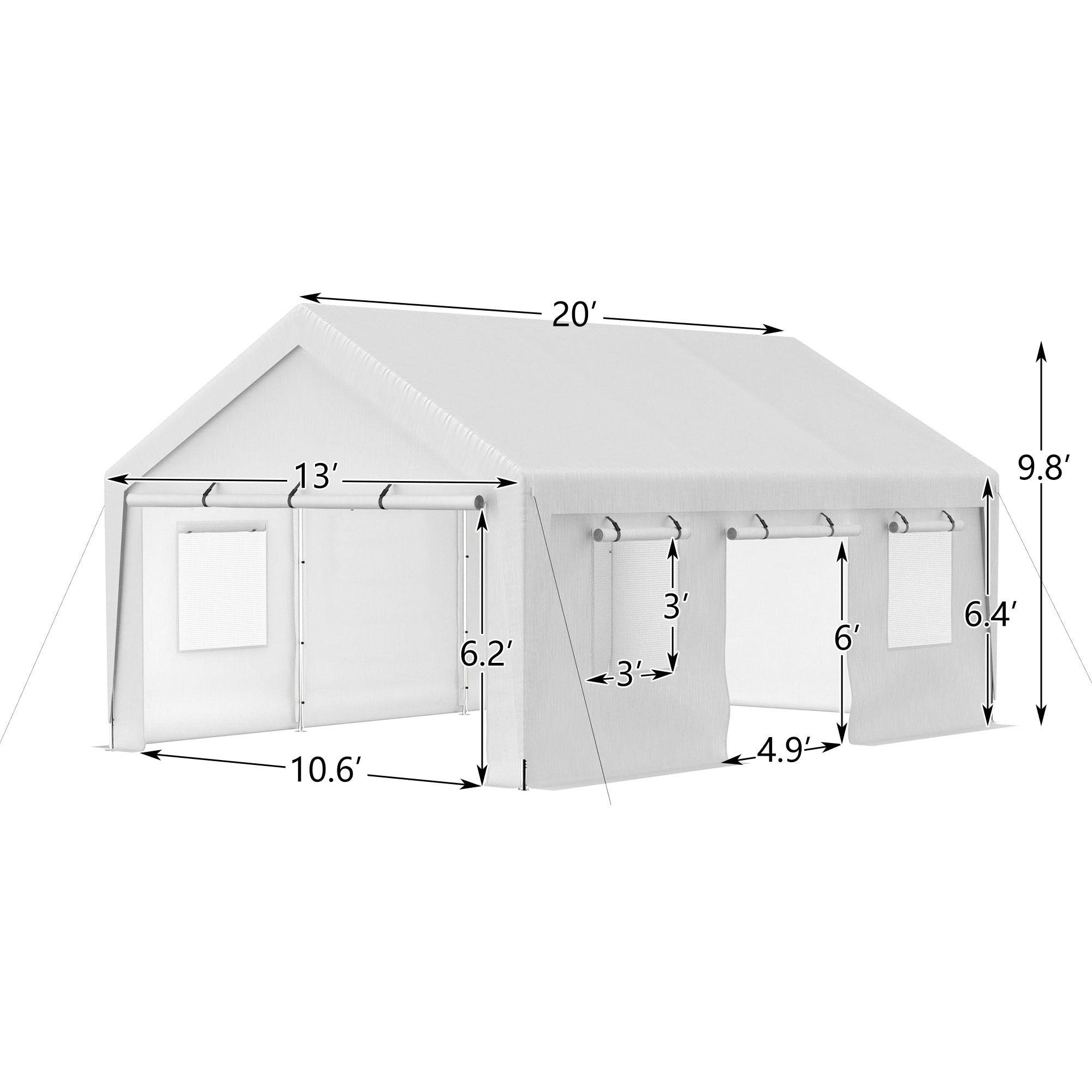 Thanaddo 13 ft. W x 20 ft. D Garage Heavy Duty Carport Portable Garage Storage Shed Canopy