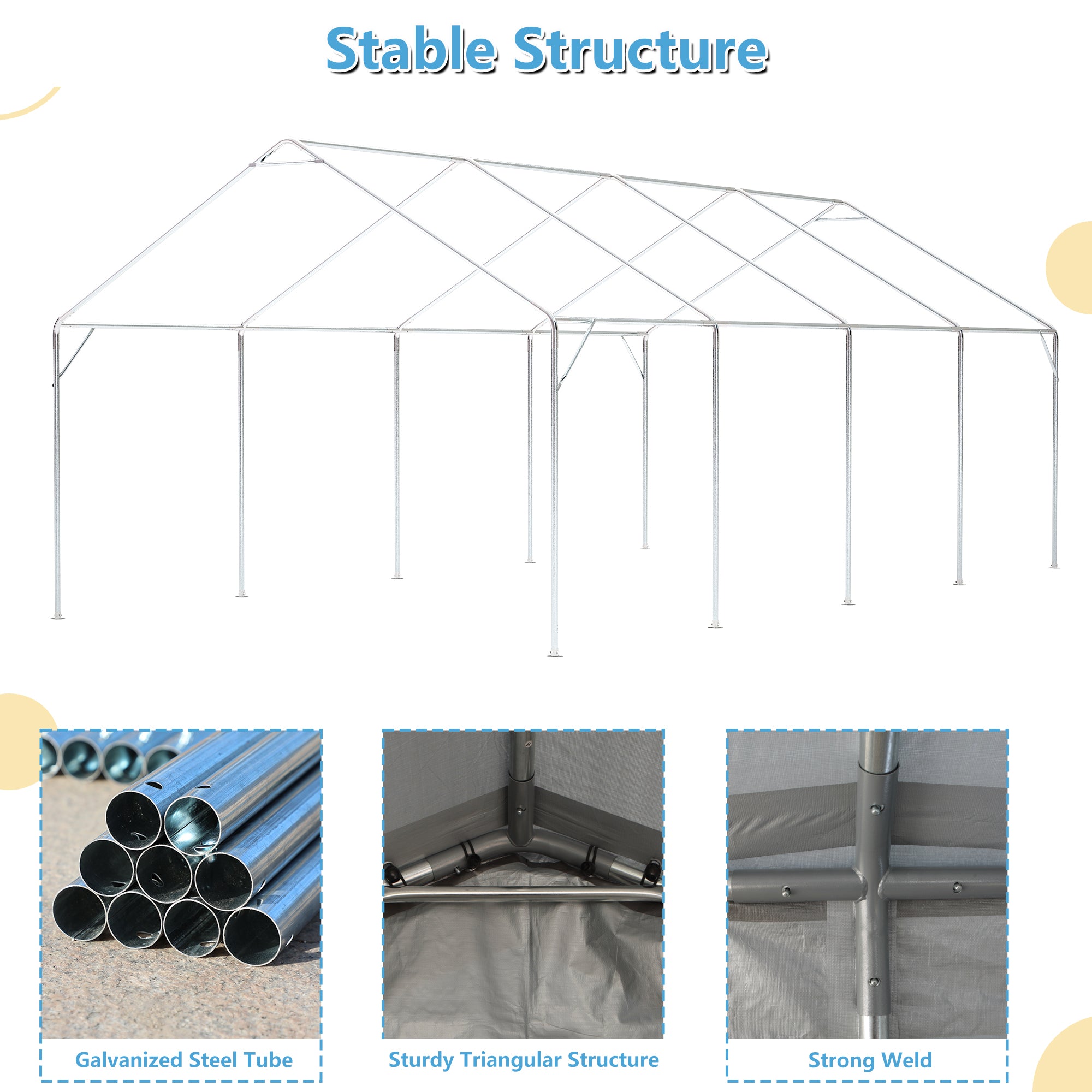 Thanaddo 13 Ft. W x 25 Ft. D Carport Galvanized Steel Portable Garage Storage Shed Canopy