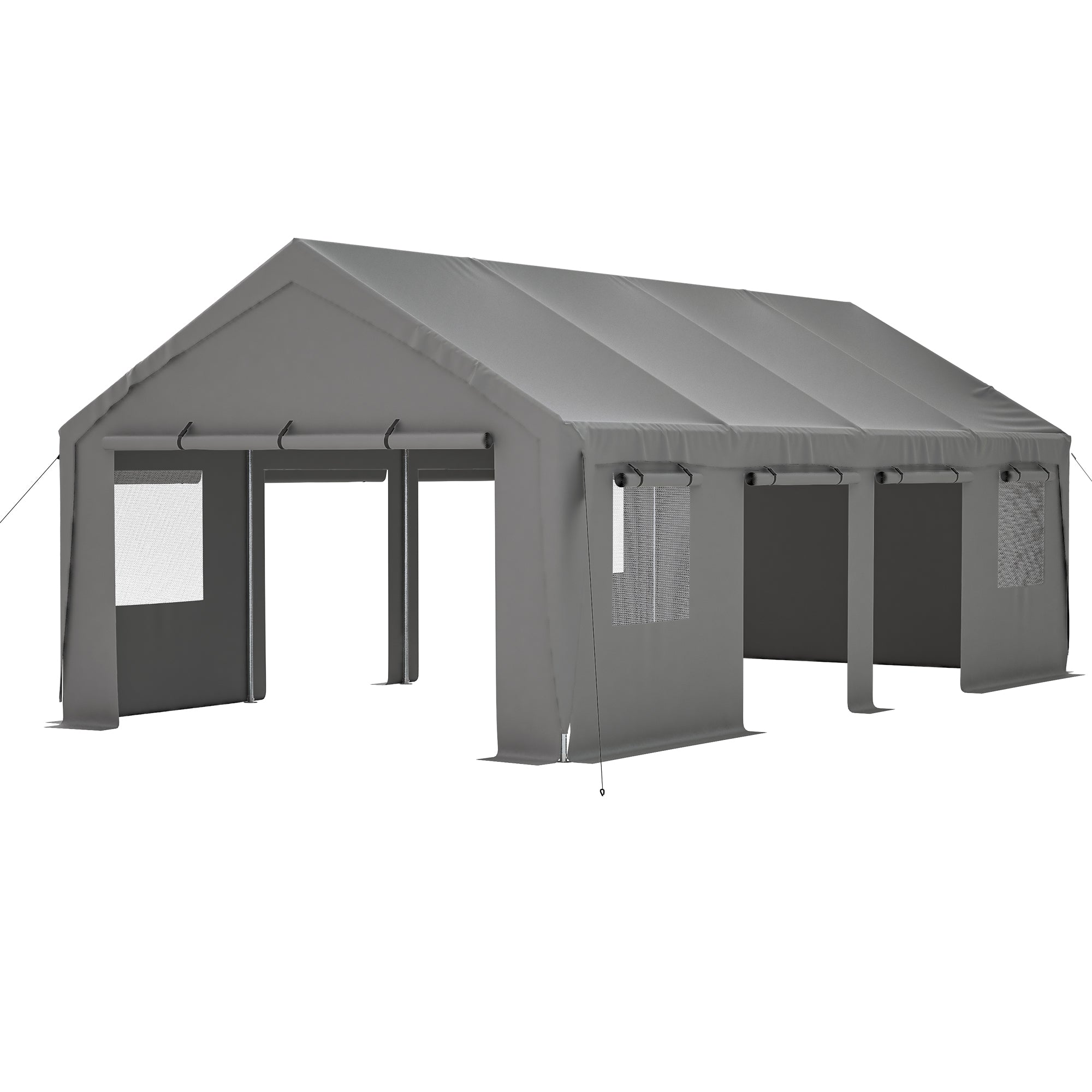 Thanaddo 13 Ft. W x 25 Ft. D Carport Galvanized Steel Portable Garage Storage Shed Canopy