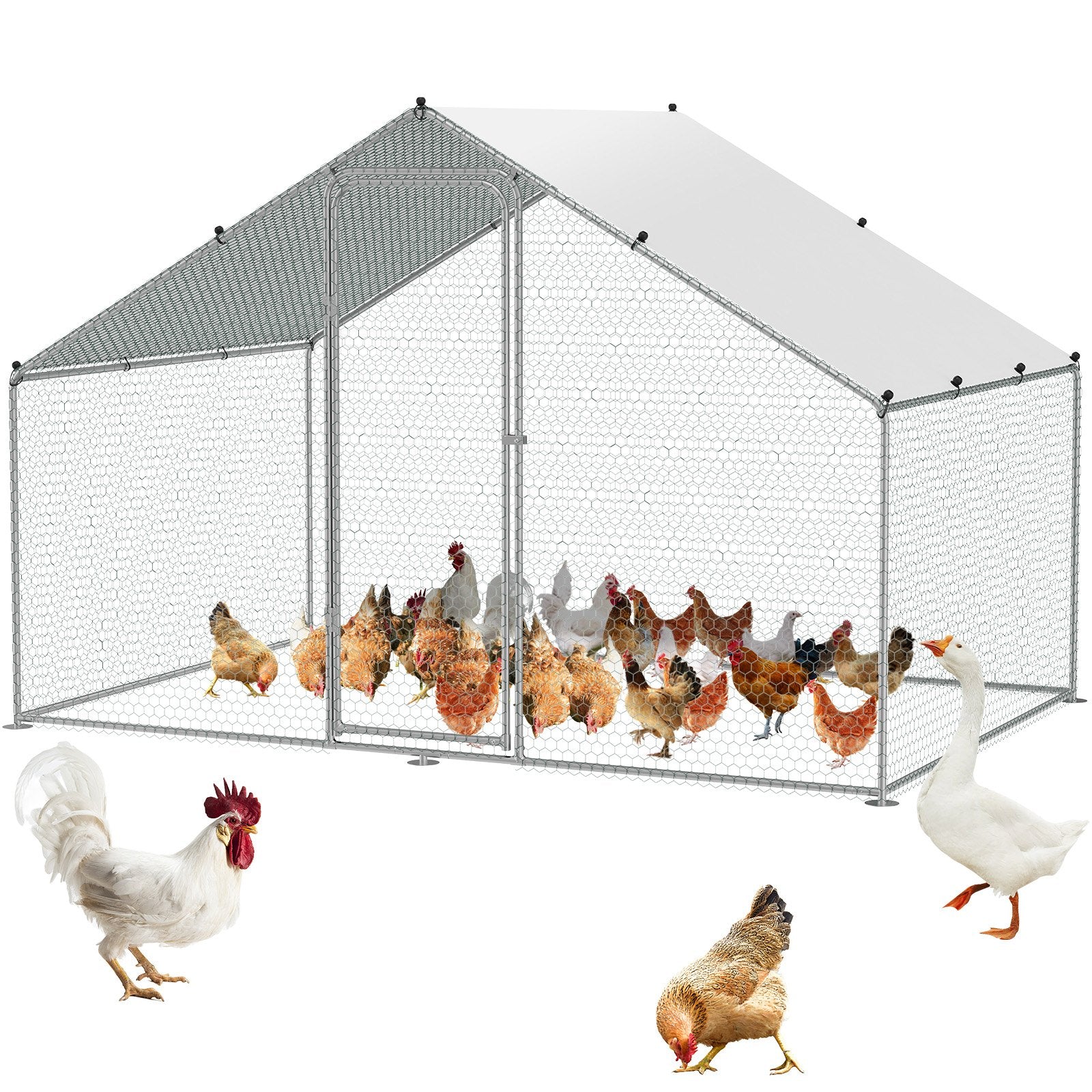 Thanaddo Walk-in Chicken Coop & Run Apex Roof with UV Waterproof Cover AR32