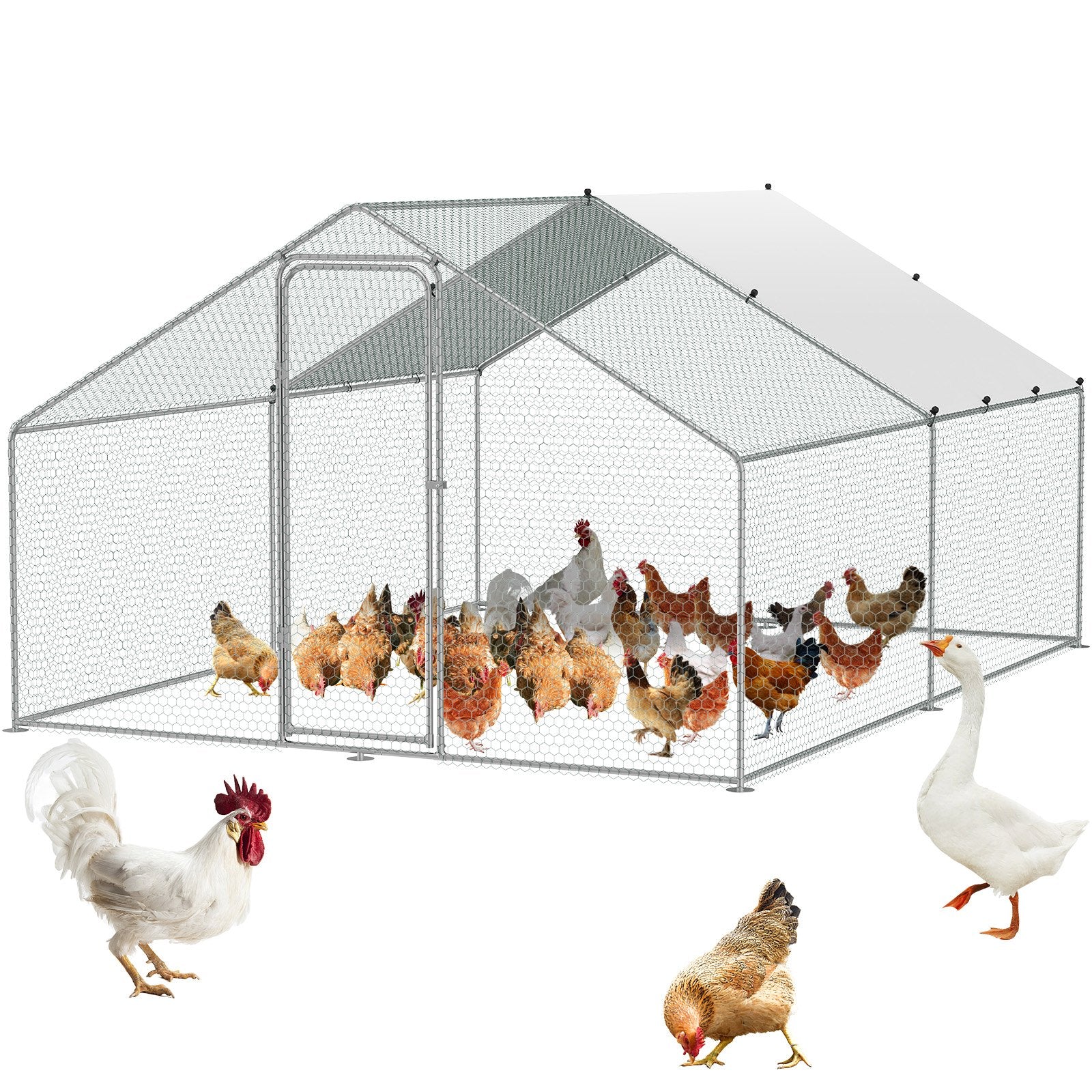 Thanaddo Walk-in Chicken Coop & Runs with Apex Proof with UV Waterproof Cover AR34