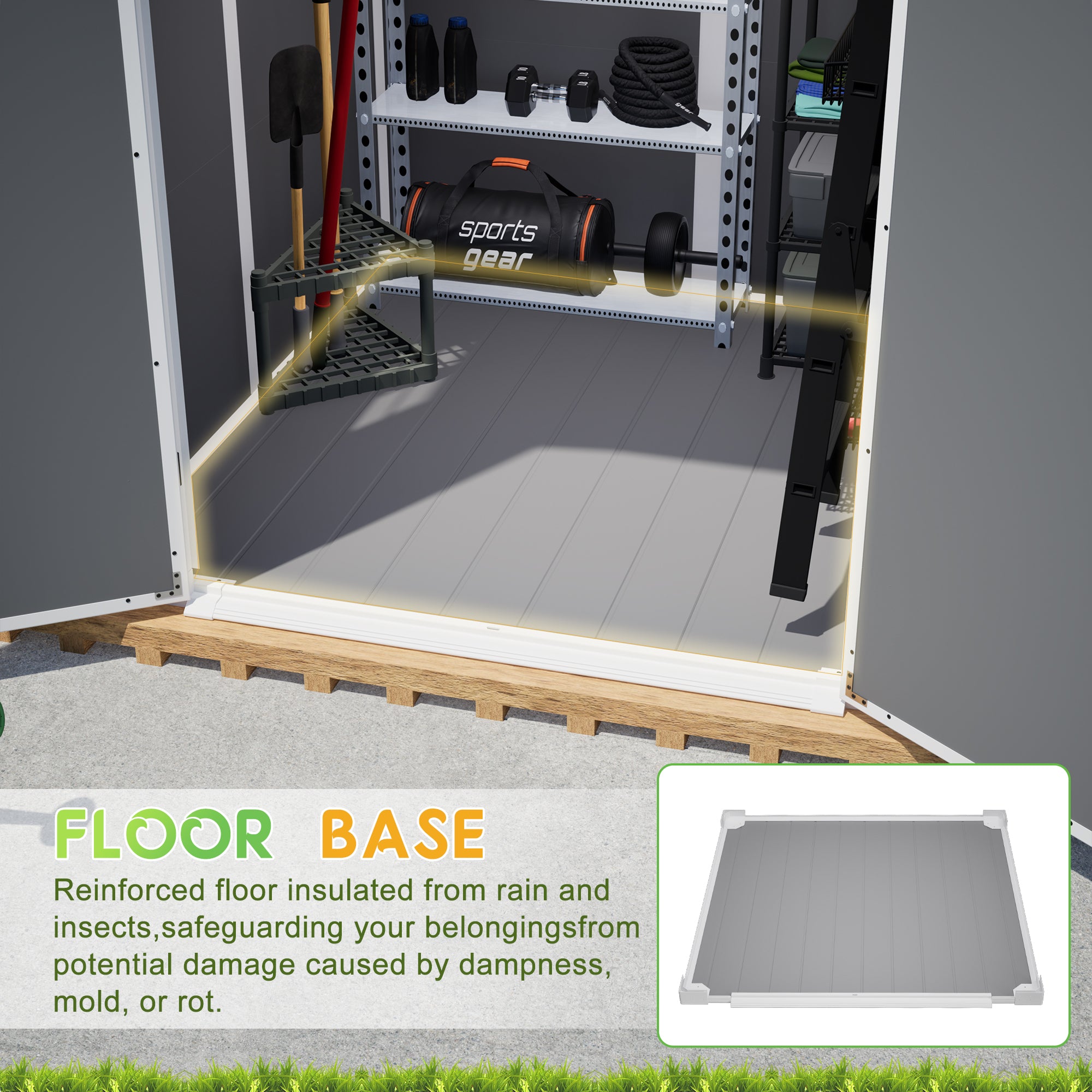 LZBEITEM 6' x 6' Plastic Outdoor Storage Shed with Floor