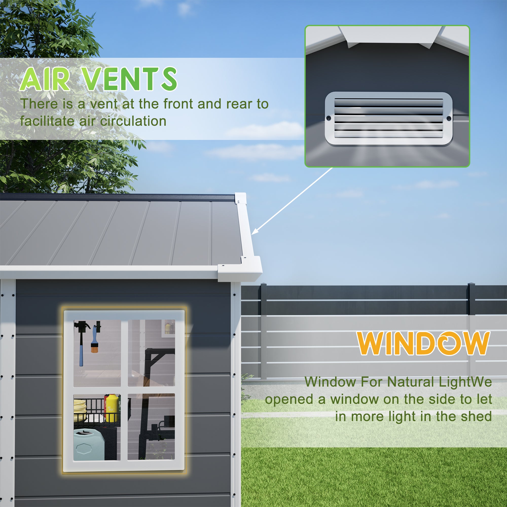 LZBEITEM 6' x 6' Plastic Outdoor Storage Shed with Floor