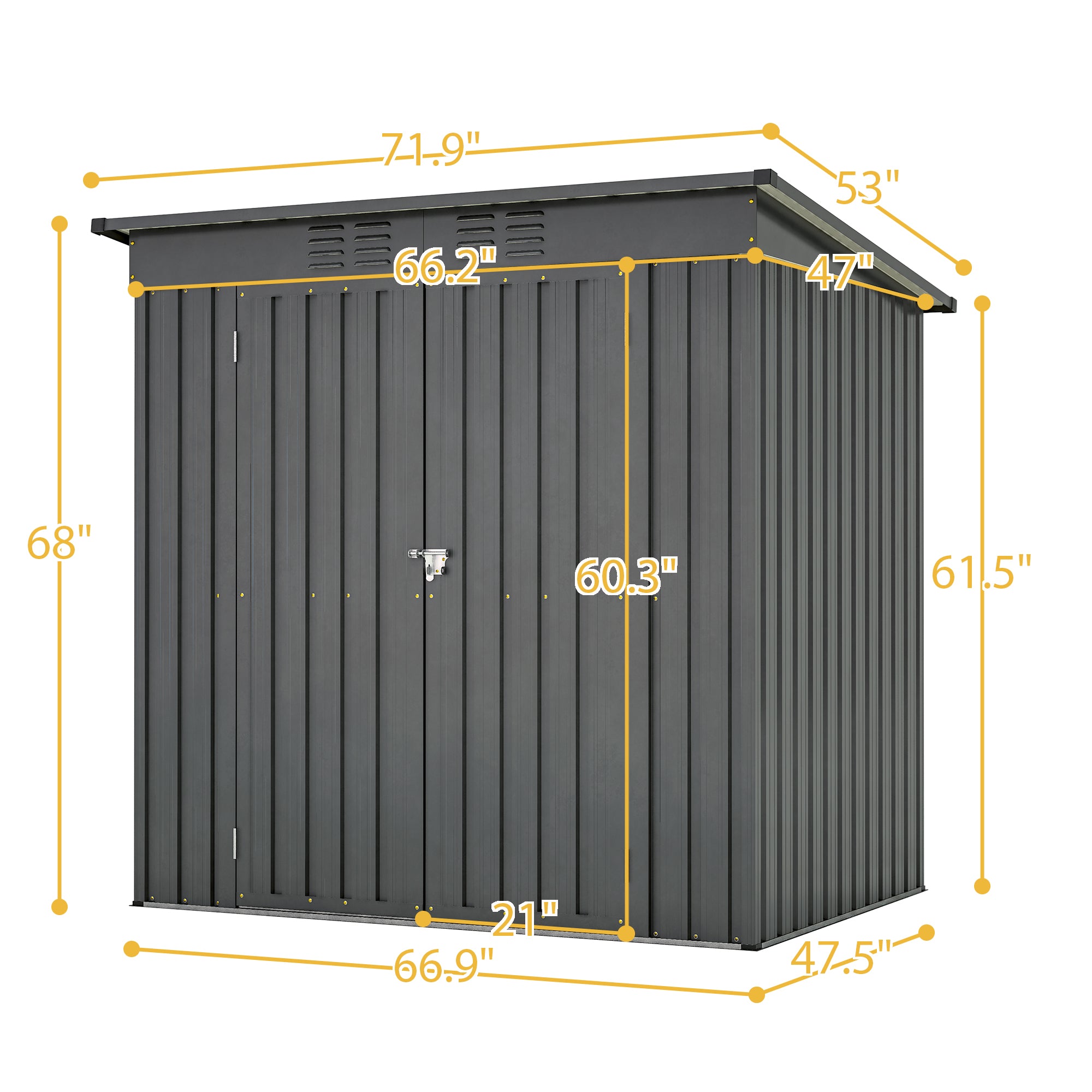 4'x6' Outdoor Metal Storage Shed，Black