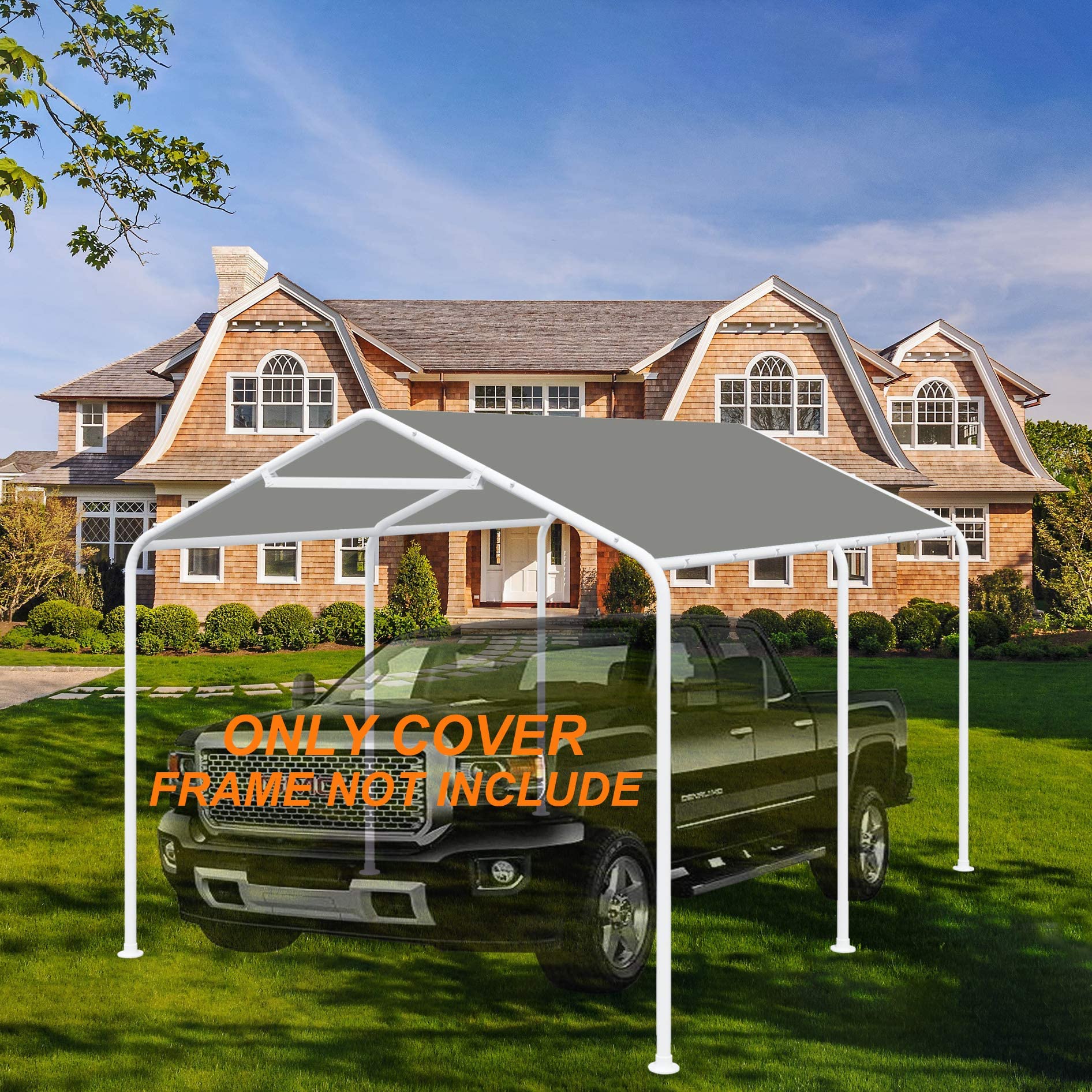 Thanaddo 10' x 20' Ft Carport Replacement Canopy Cover Gray