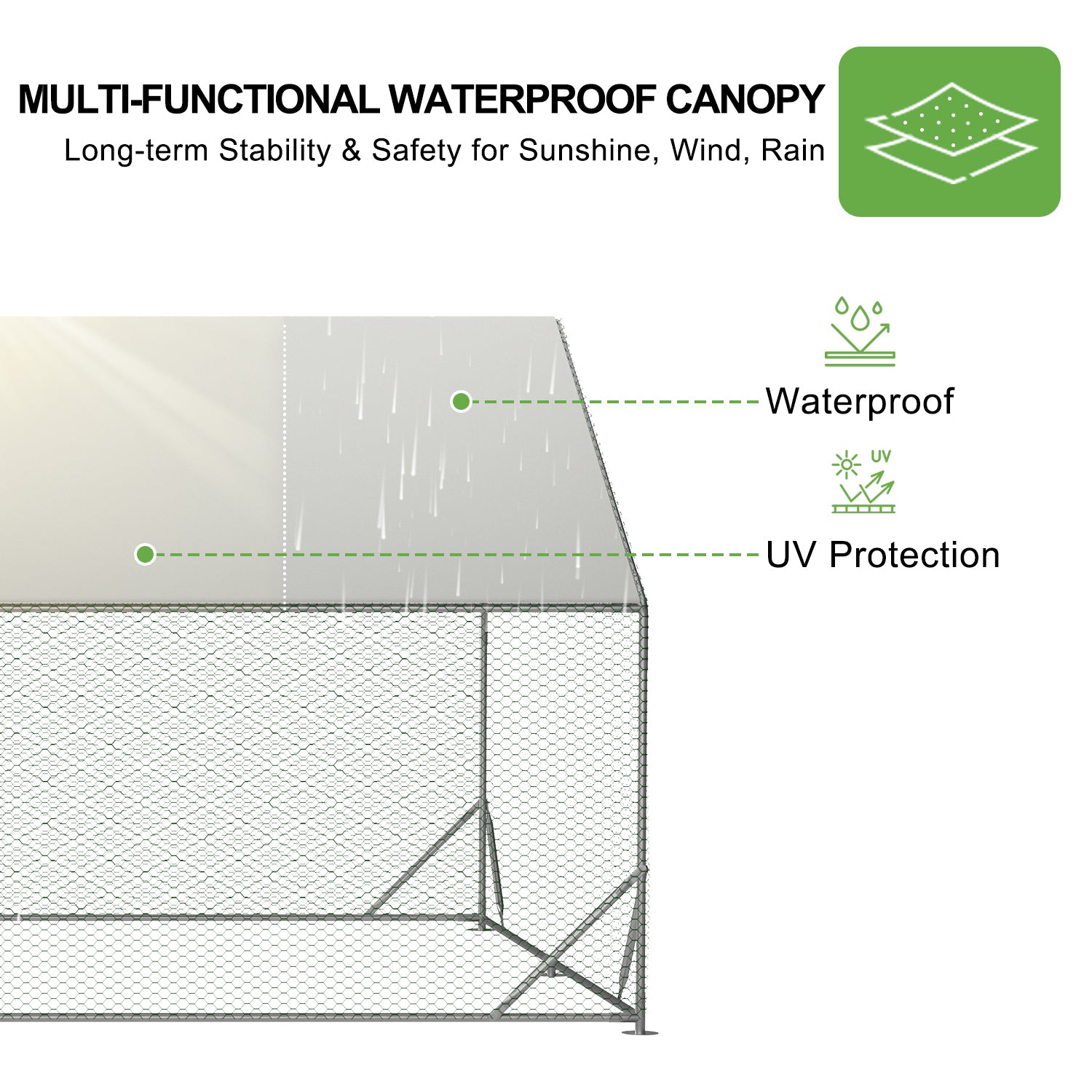 Thanaddo Walk-in Chicken Coop & Runs with Apex Proof with UV Waterproof Cover AR34