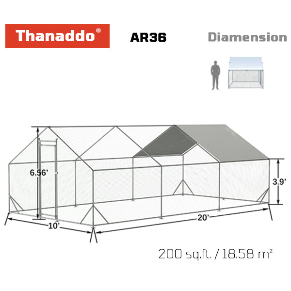 Thanaddo 10' x 20' Ft Carport Replacement Canopy Cover White